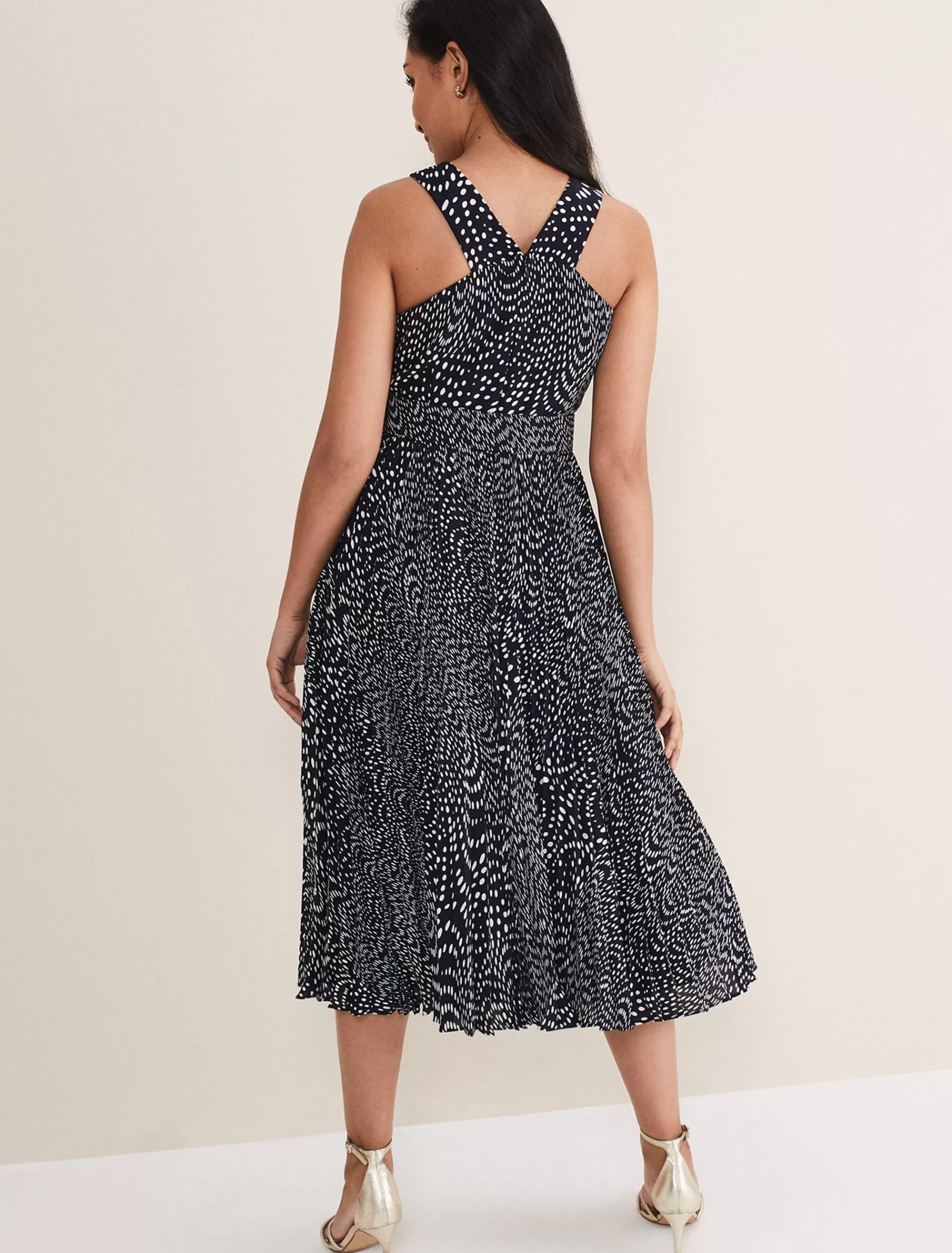 Phase Eight Petite Elsie Spot Dress Navy/Ivory Discount