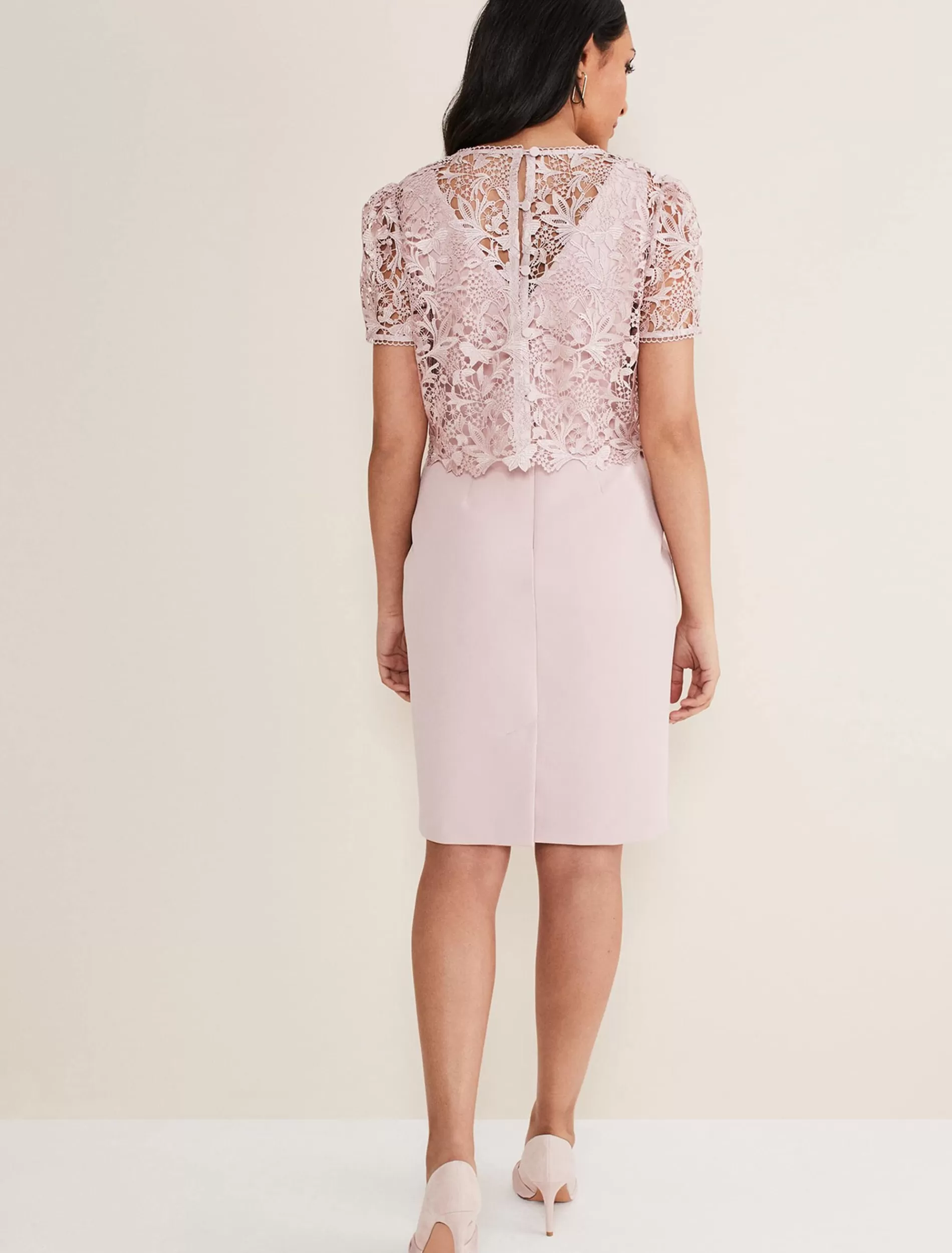Phase Eight Petite Isabella Lace Midi Dress Antique Rose Best
