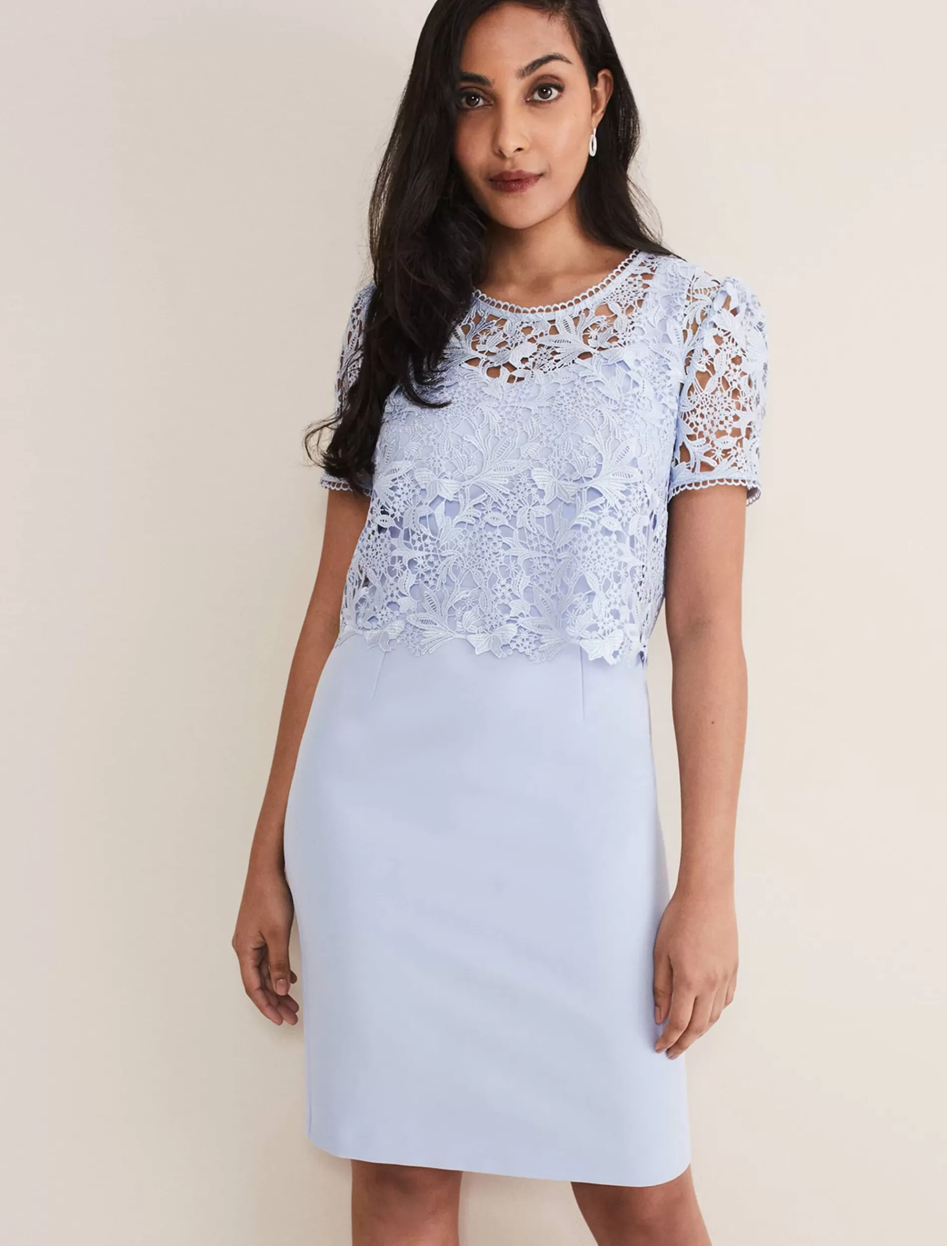 Phase Eight Petite Isabelle Lace Midi Dress Light Cornflower Online