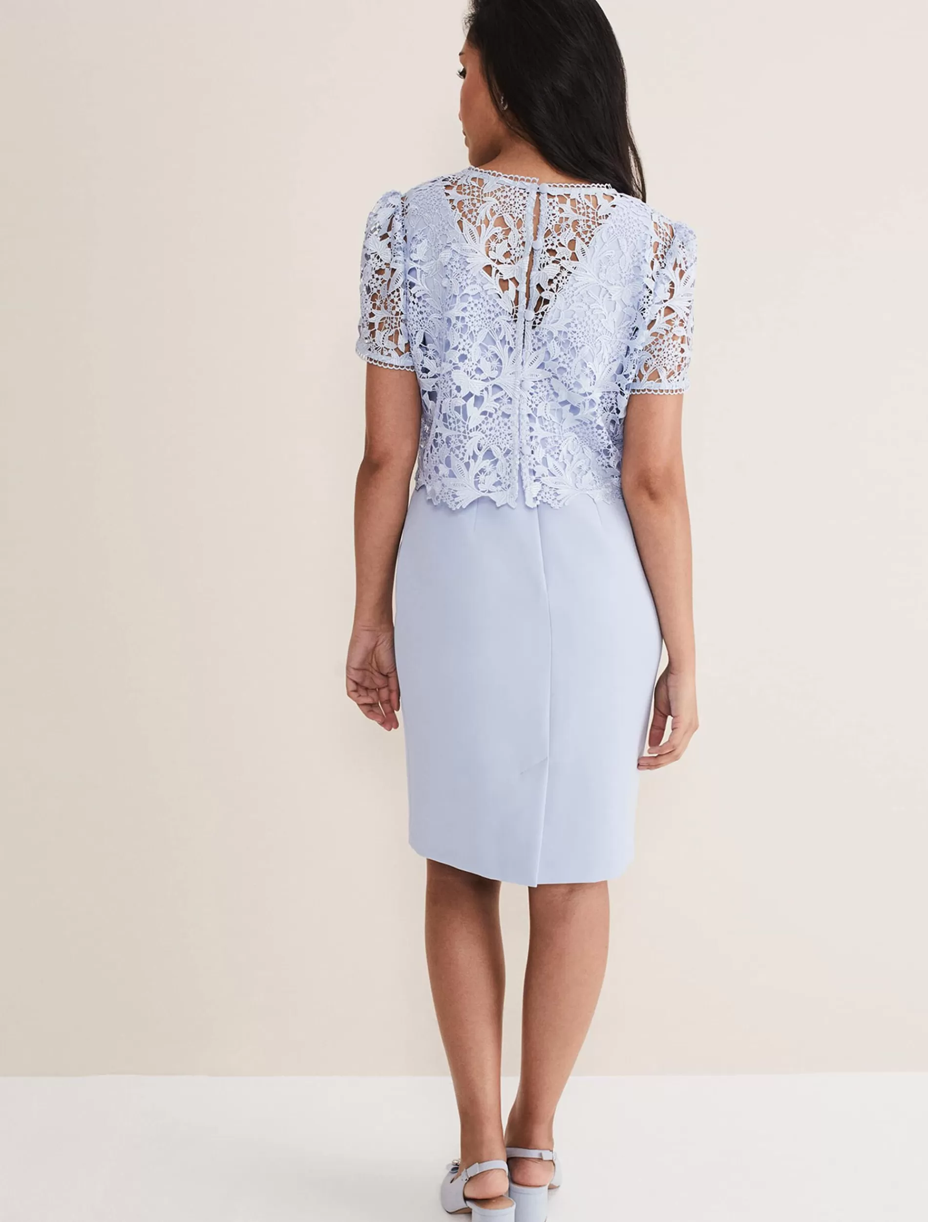 Phase Eight Petite Isabelle Lace Midi Dress Light Cornflower Online
