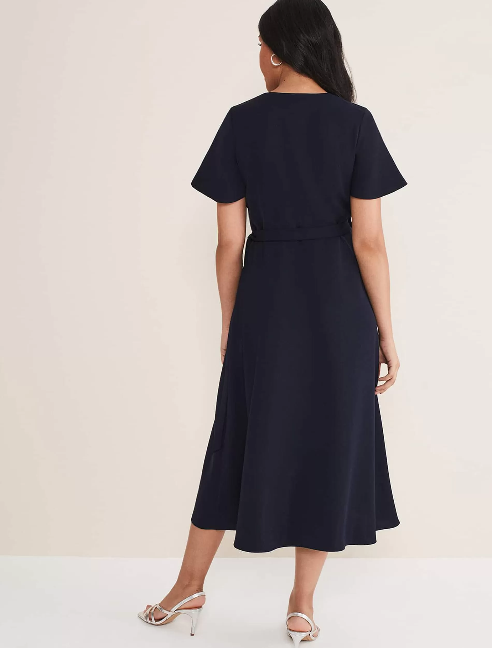 Phase Eight Petite Julissa Ruffle Wrap Midi Dress Navy Discount
