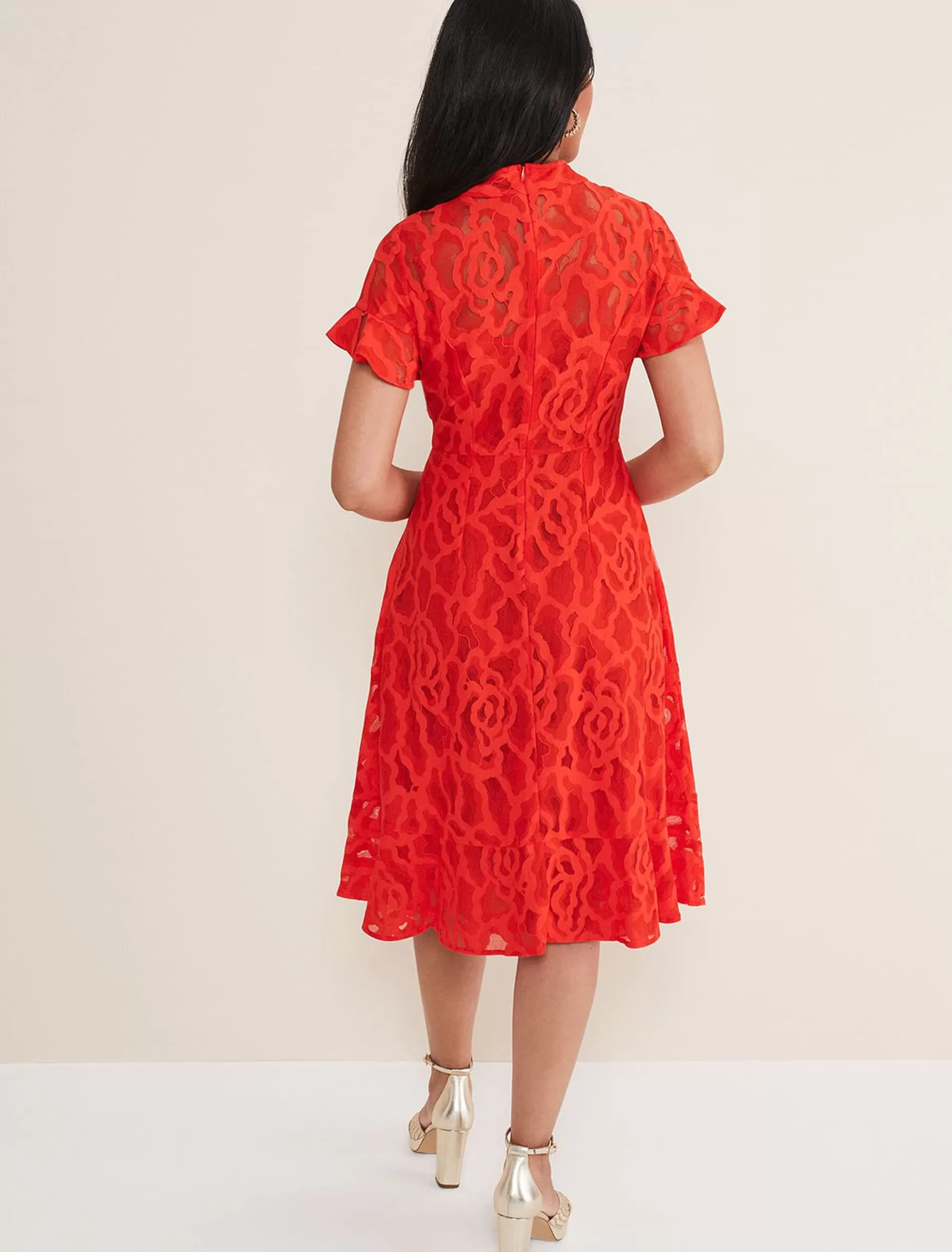 Phase Eight Petite Lulu Lace Midi Dress Fire Cheap