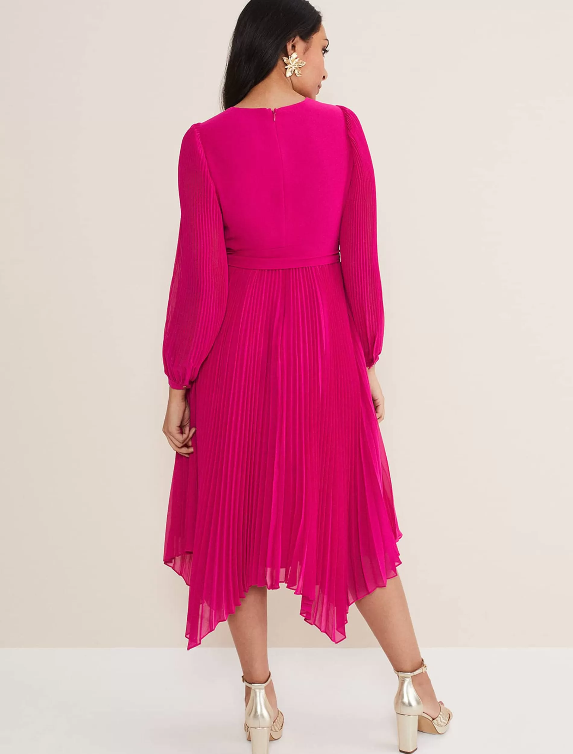 Phase Eight Petite Petra Pleat Dress Magenta Discount