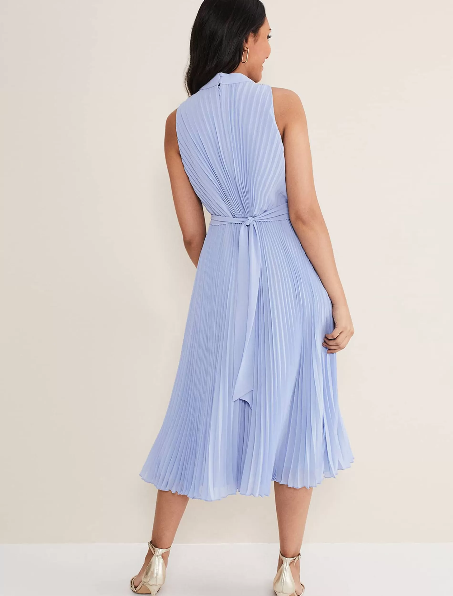 Phase Eight Petite Simara Pleated Midi Dress Cornflower Flash Sale