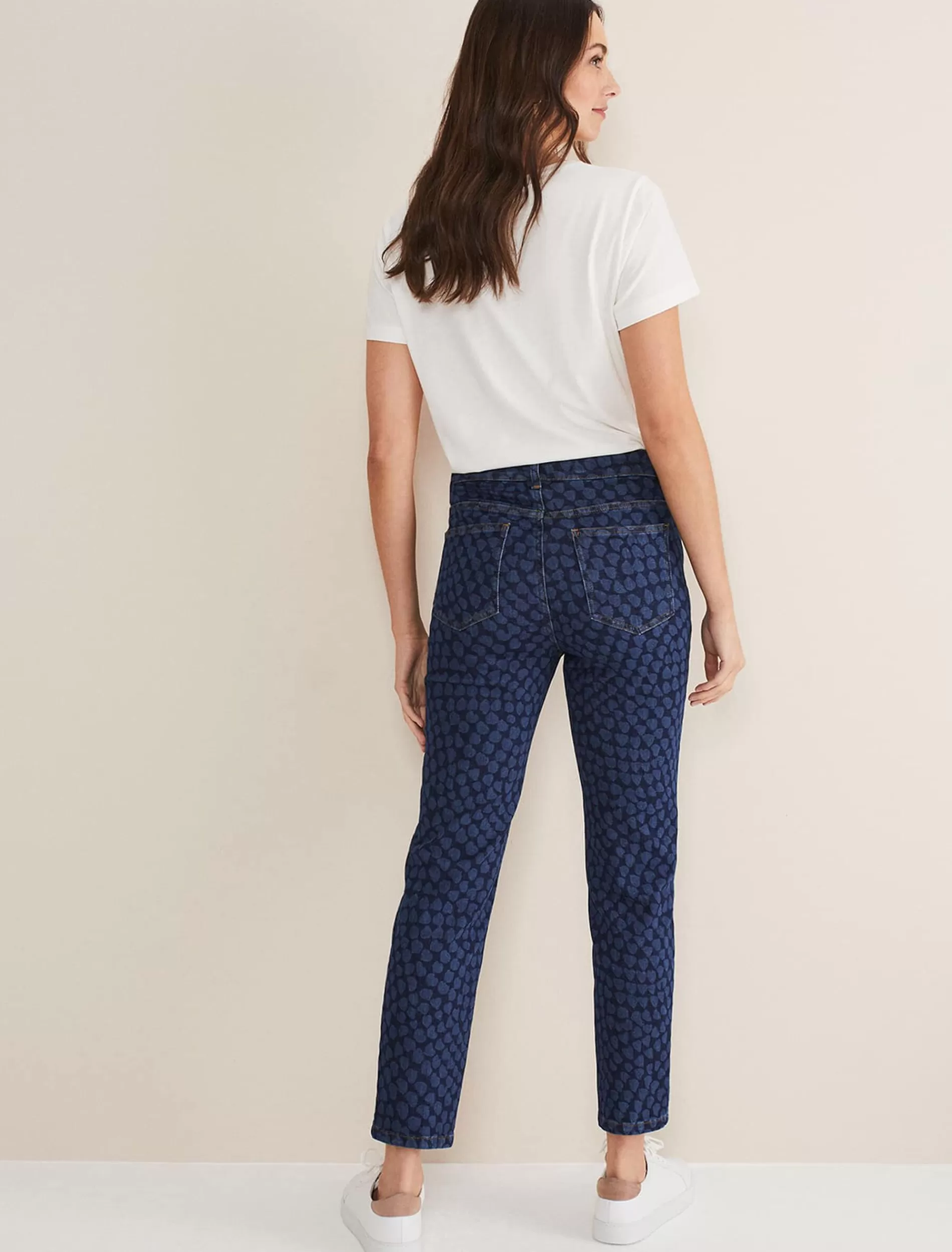 Phase Eight Petra Heart Straight Leg Jeans Mid Blue Sale
