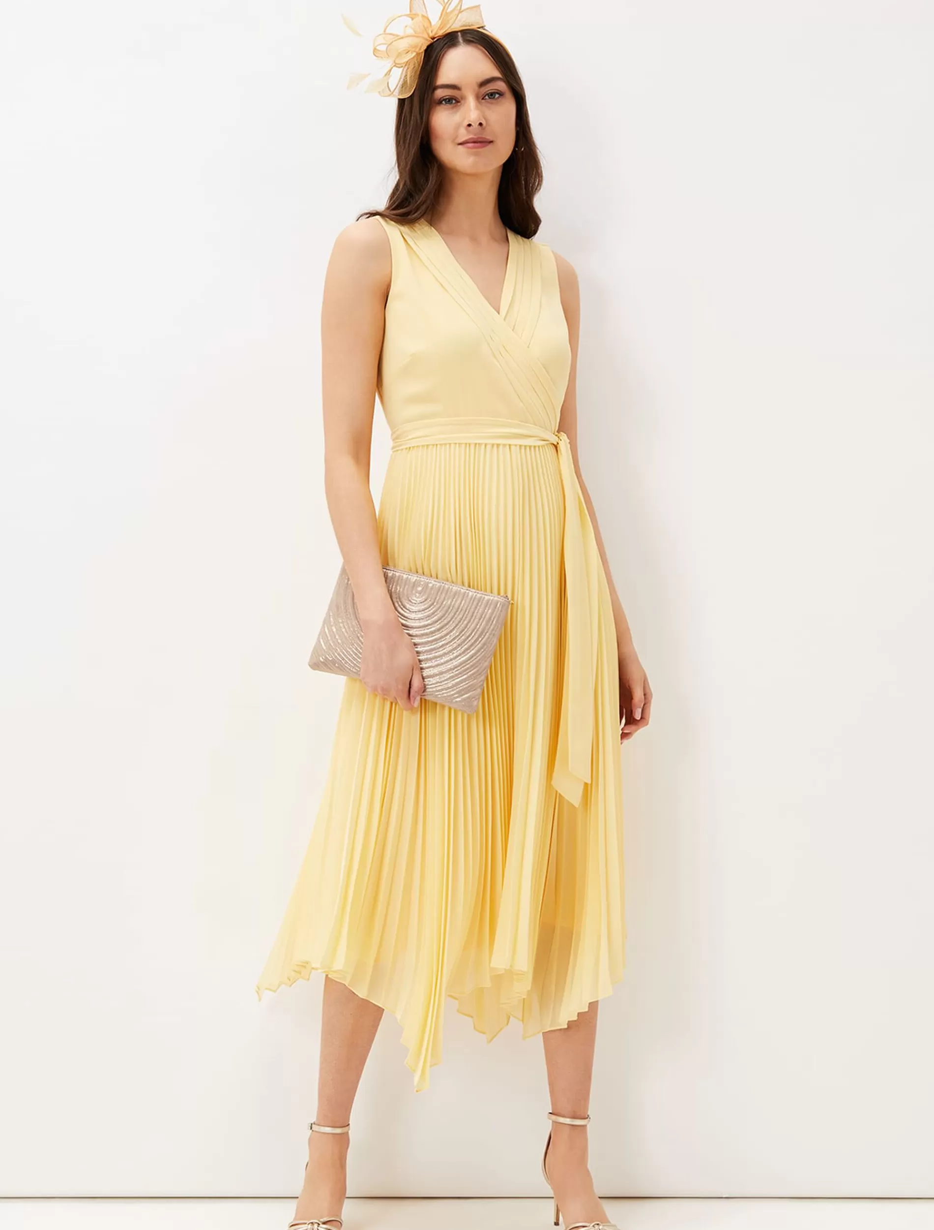 Phase Eight Petra Pleated Wrap Dress Pale Yellow Best