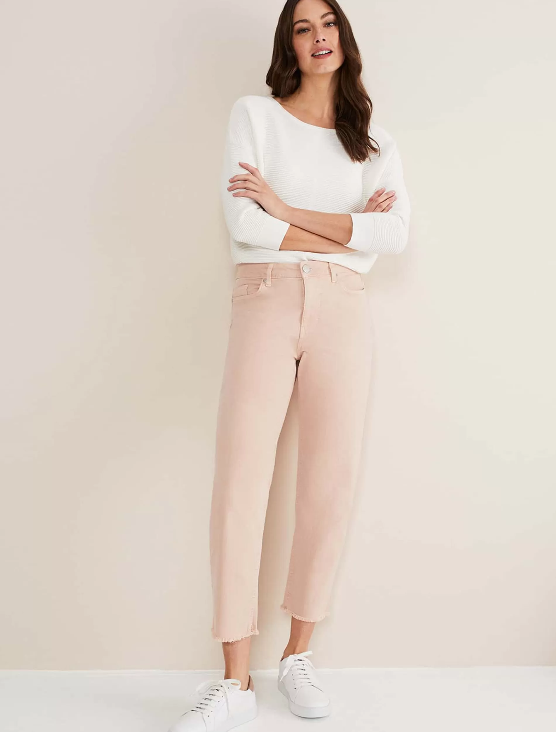 Phase Eight Petra Raw Hem Straight Leg Jean Pink Flash Sale