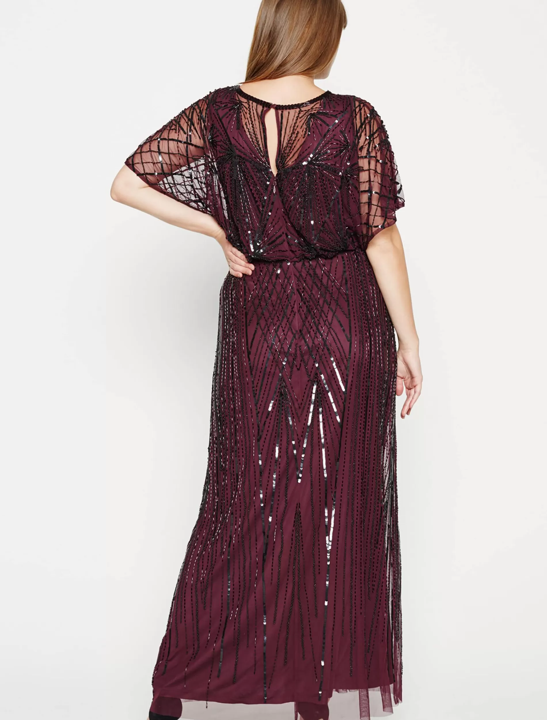 Phase Eight Phaedra Beaded Maxi Dress Merlot/Black Sale
