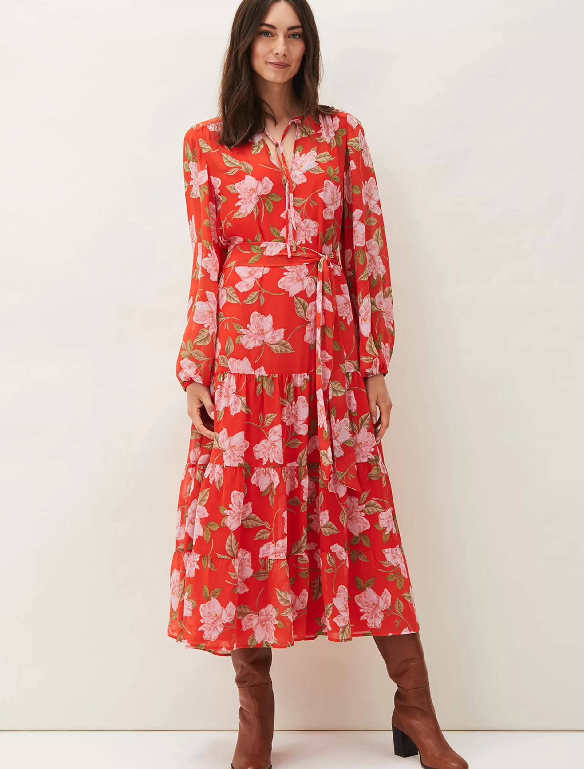 Phase Eight Philippa Floral Chiffon Maxi Dress Saffron Shop