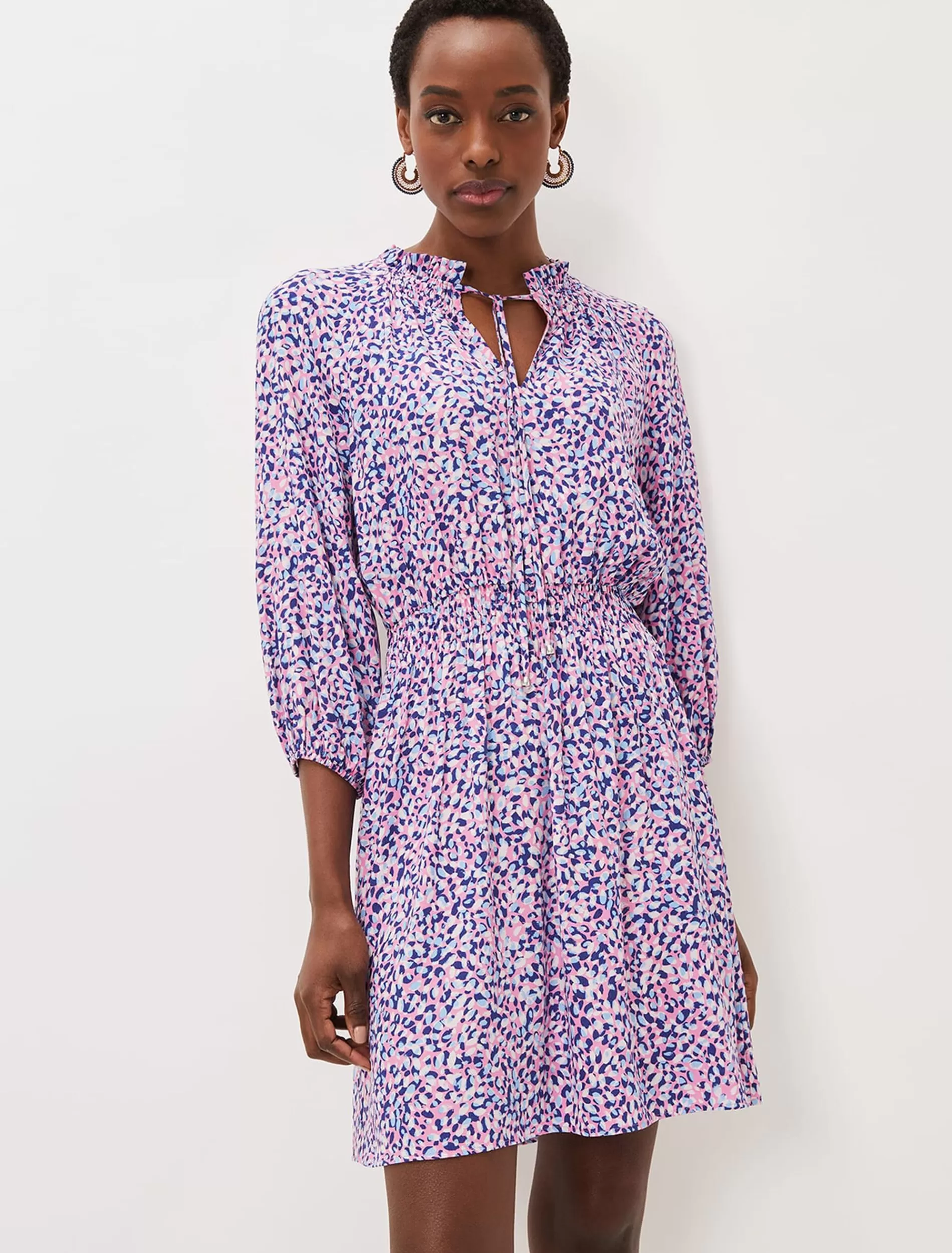Phase Eight Phillipa Almond Print Short Dress Pink Multi Cheap