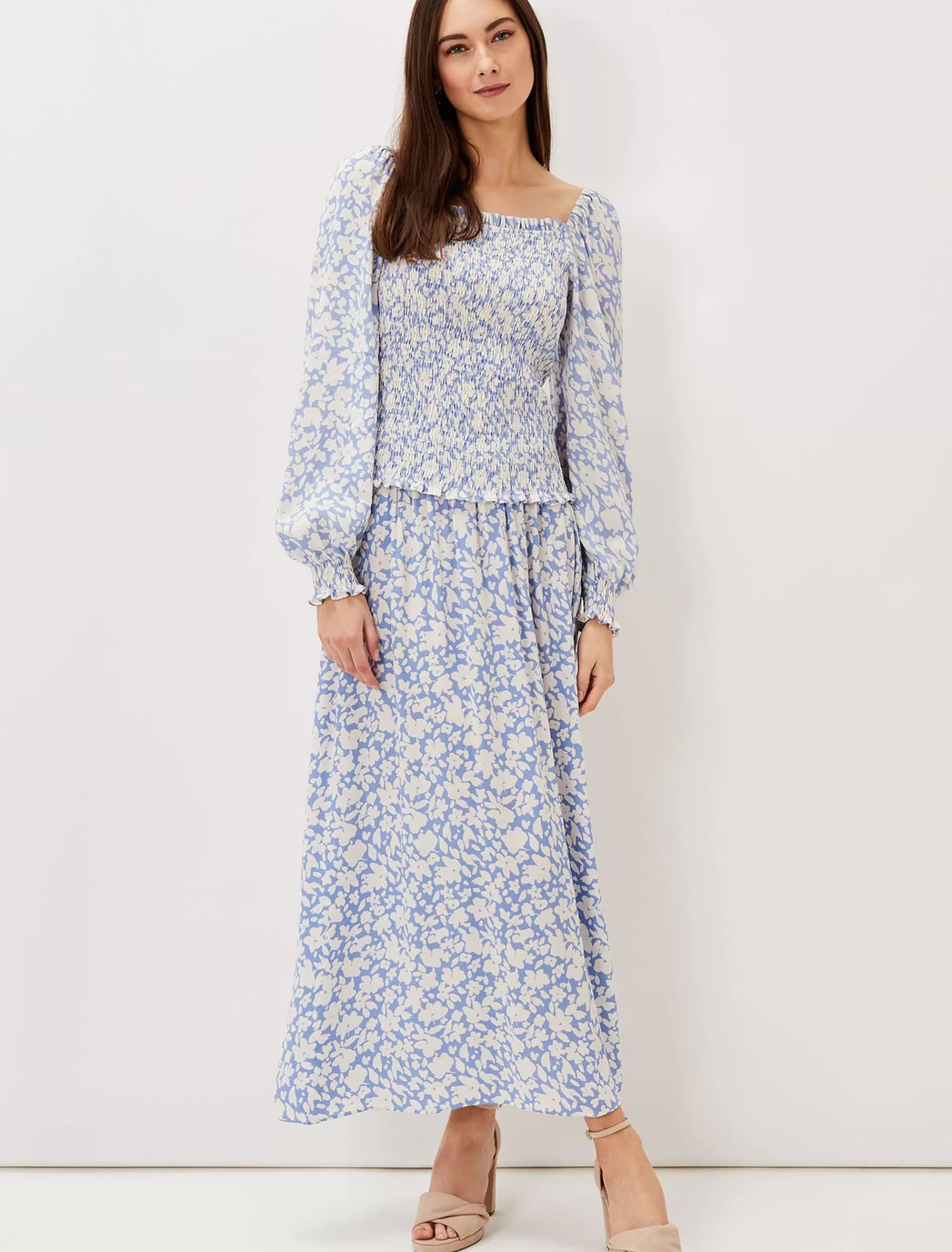 Phase Eight Phillipa Floral Print Co-Ord Skirt Powder Blue/Ivory Store