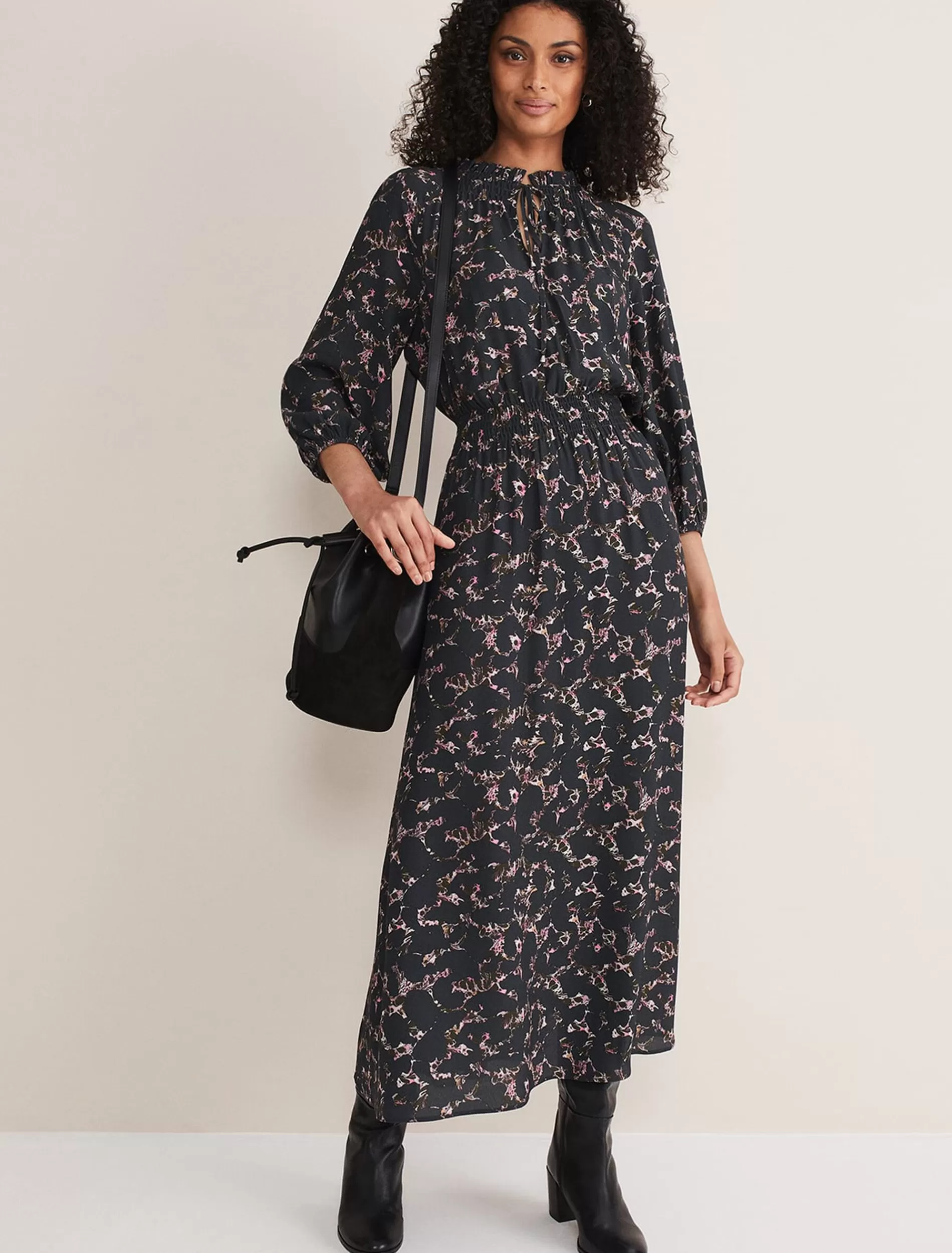Phase Eight Phillipa Marble Print Midaxi Dress Carbon/Multi New