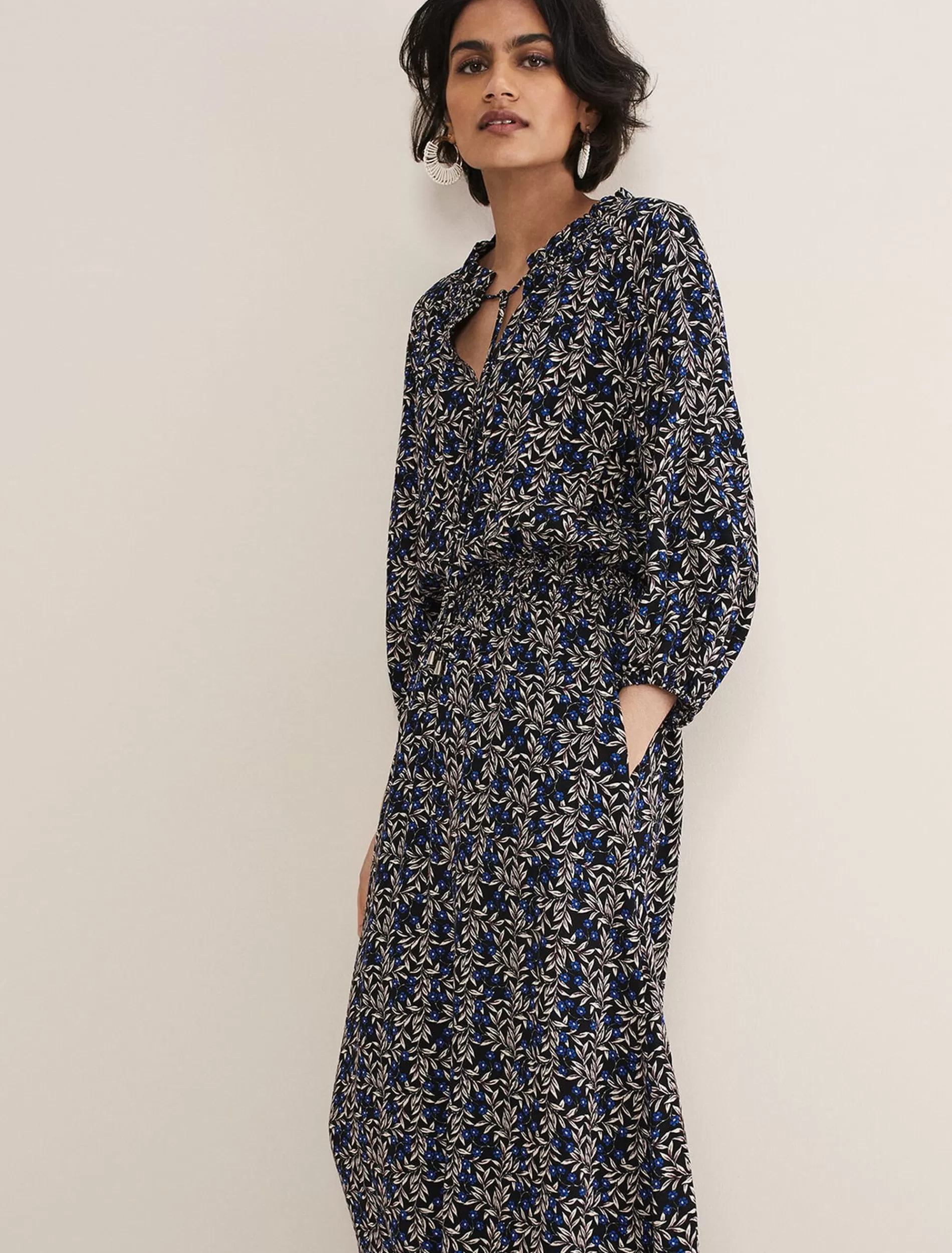 Phase Eight Phillipa Poppy Midi Dress Navy Cheap