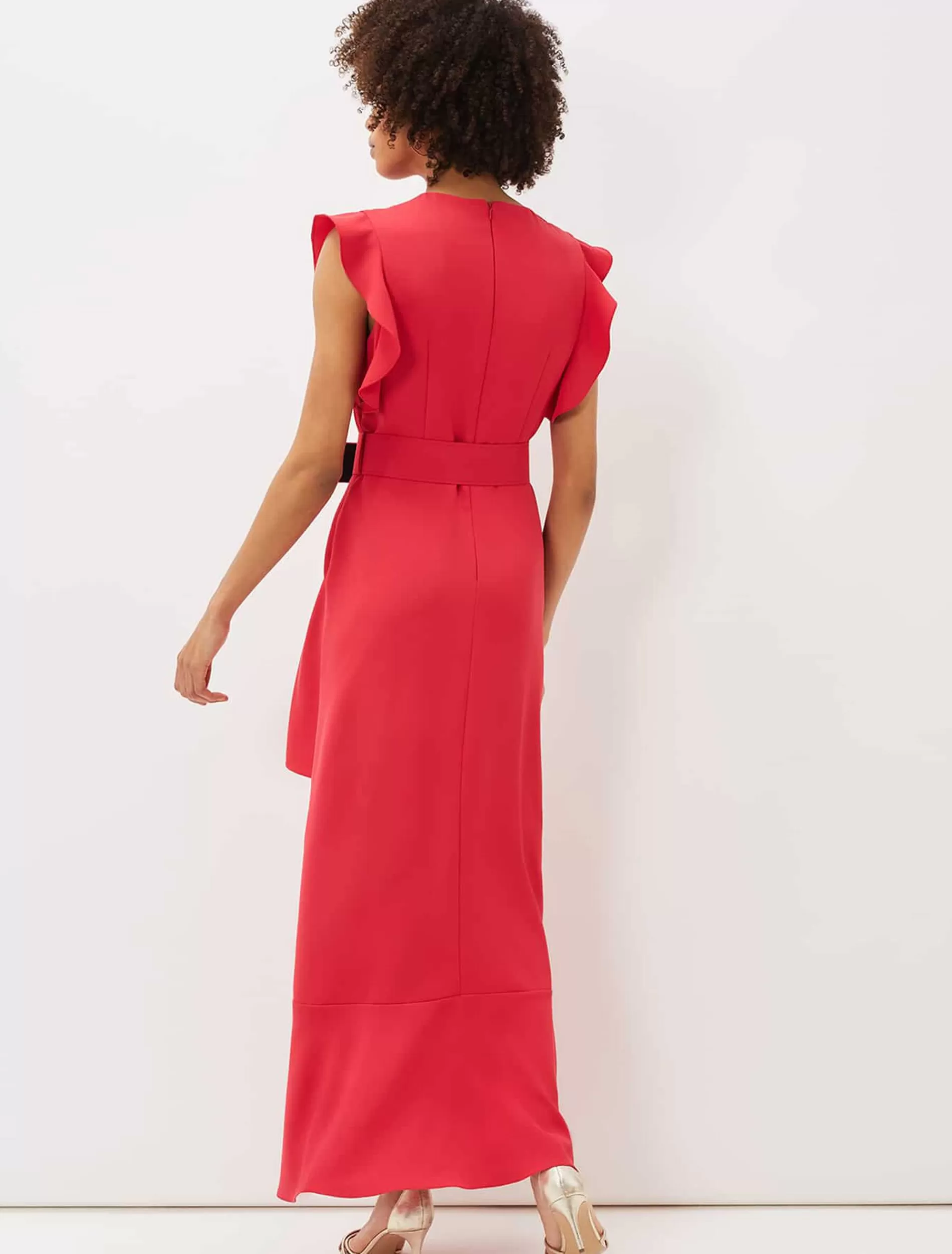 Phase Eight Phoebe Frill Belted Maxi Dress Coral Cheap