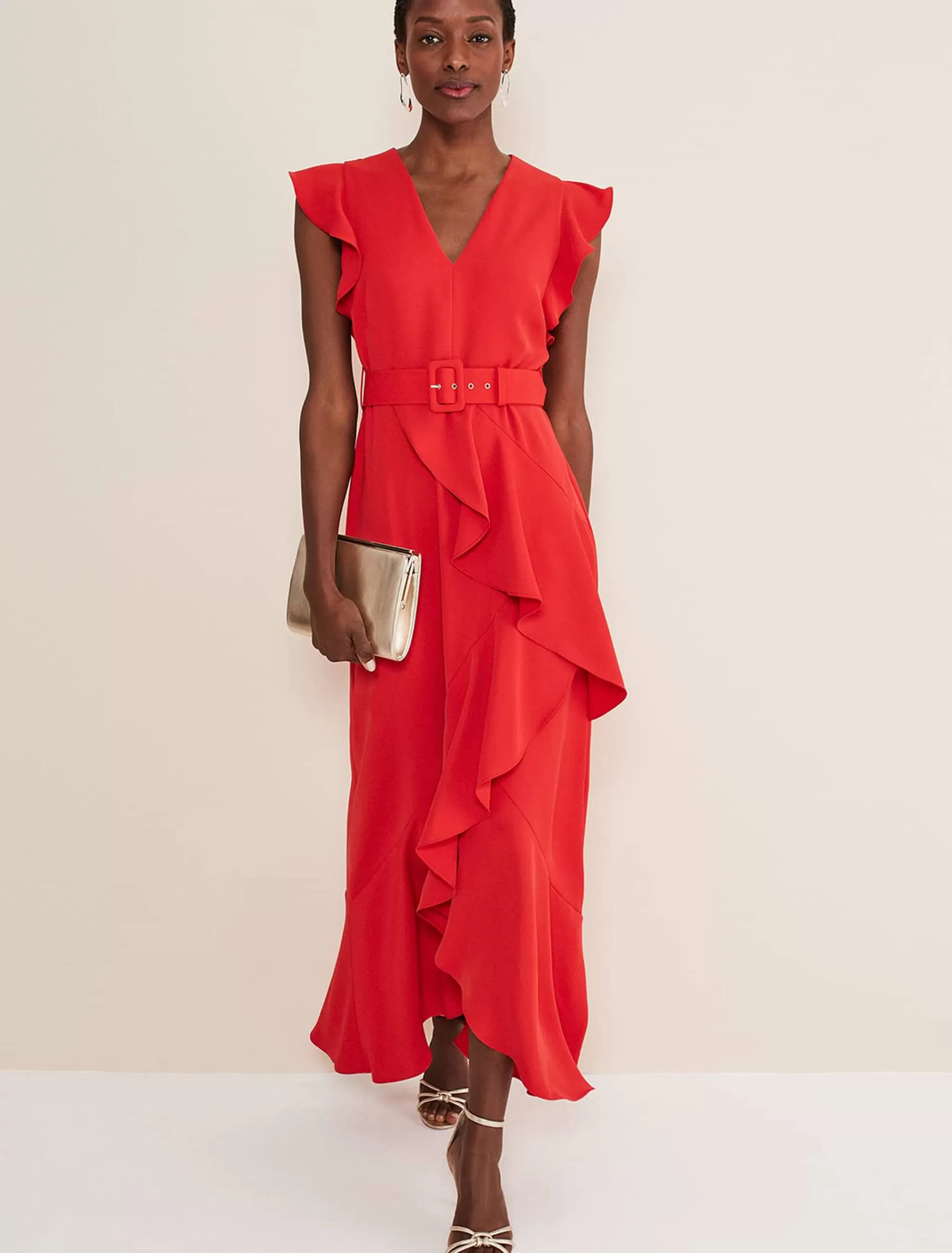 Phase Eight Phoebe Frill Maxi Dress Fire Best Sale