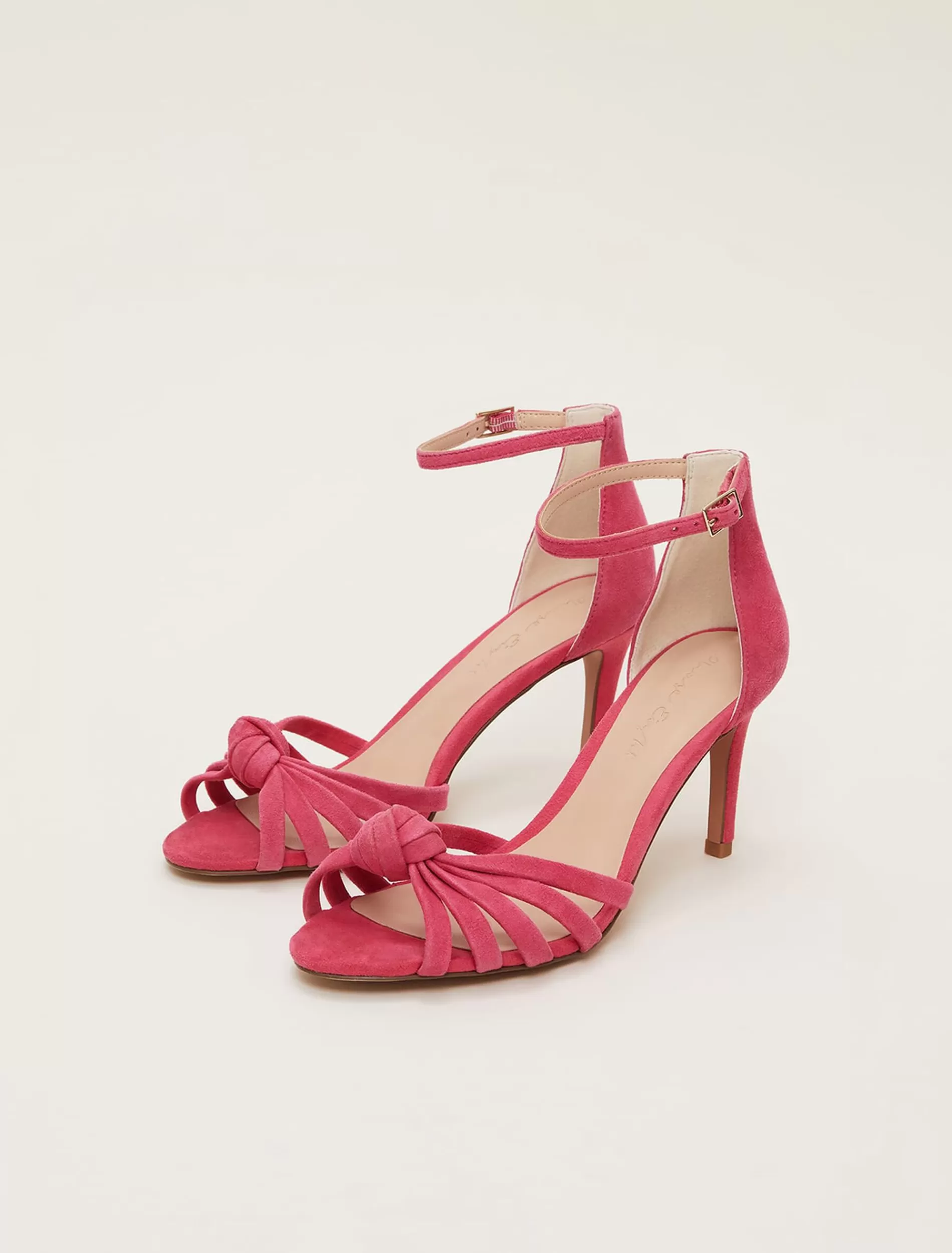 Phase Eight Pink Suede Open Toe Heels Raspberry Flash Sale