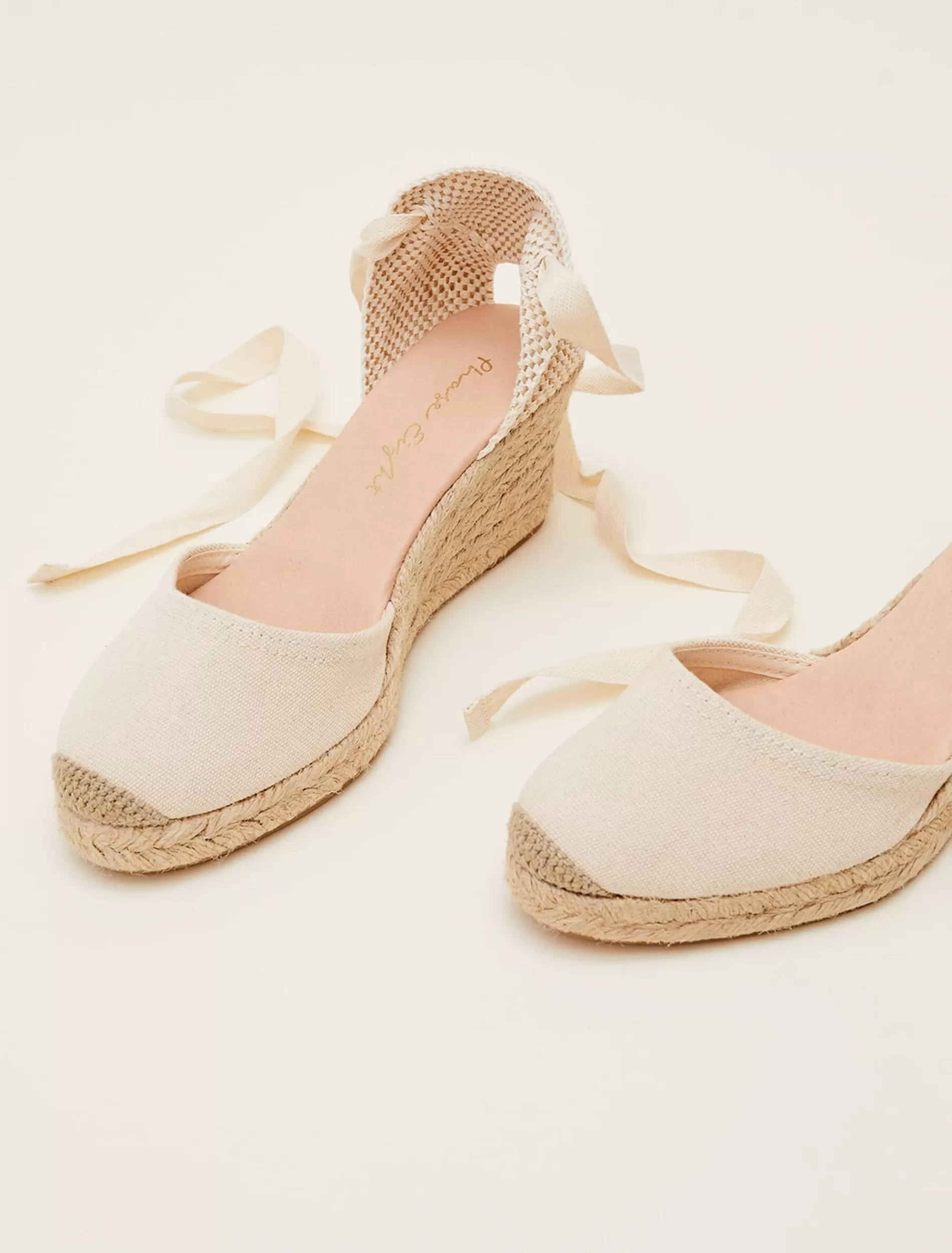 Phase Eight Plain Tie Strap Espadrille Cream Outlet