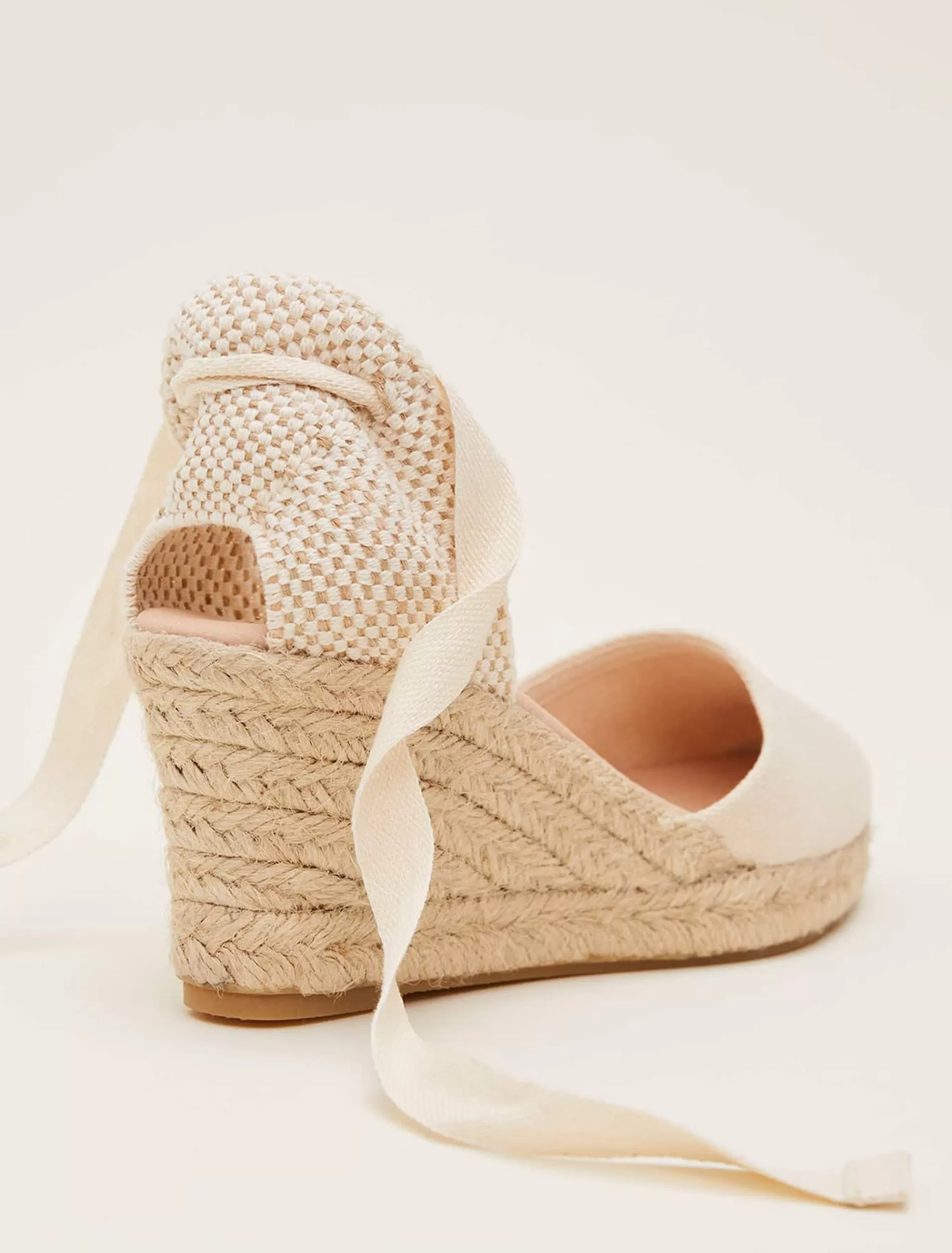 Phase Eight Plain Tie Strap Espadrille Cream Outlet