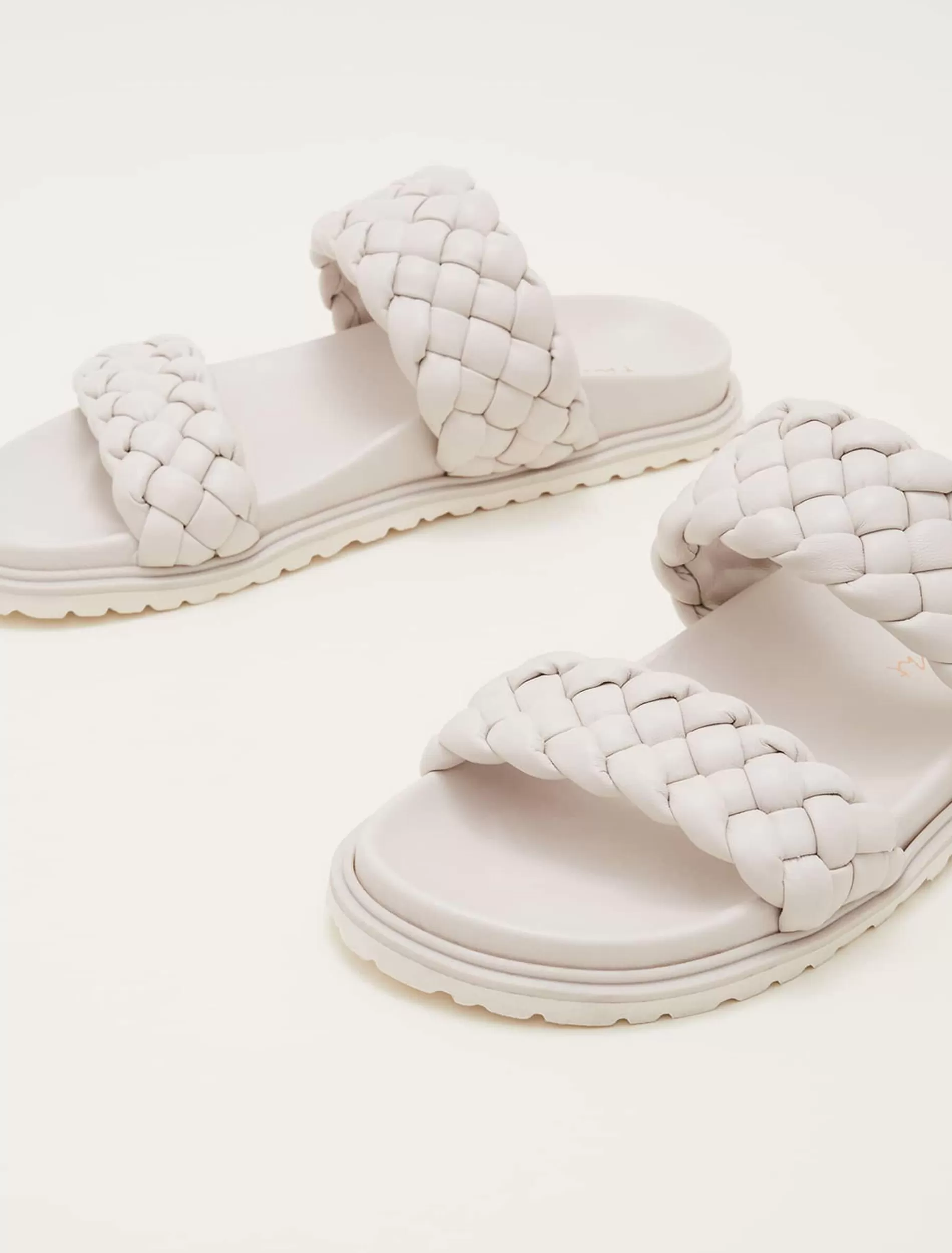 Phase Eight Plaited Leather Slider Cream Best