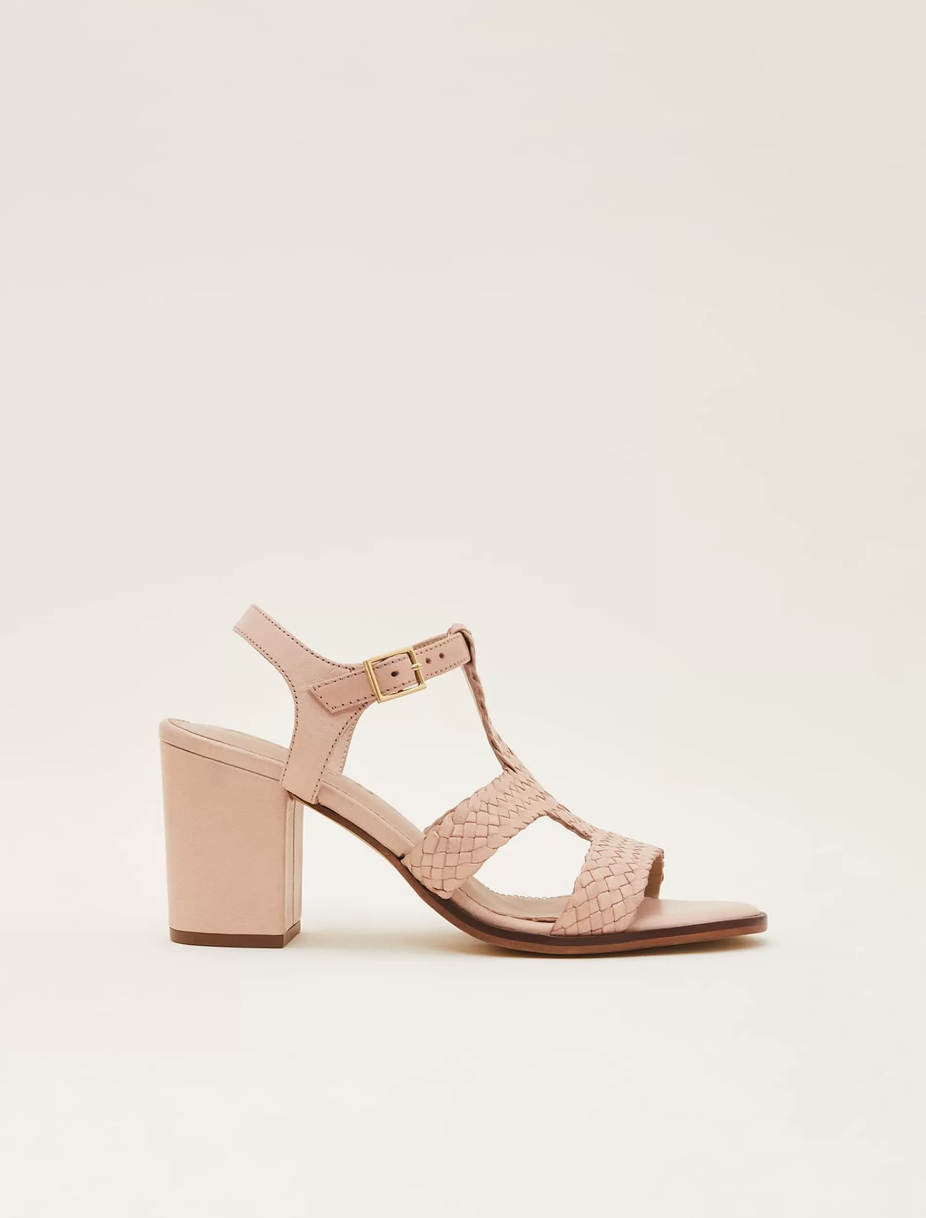 Phase Eight Plaited T Bar Heeled Sandal Shoe Tan Discount