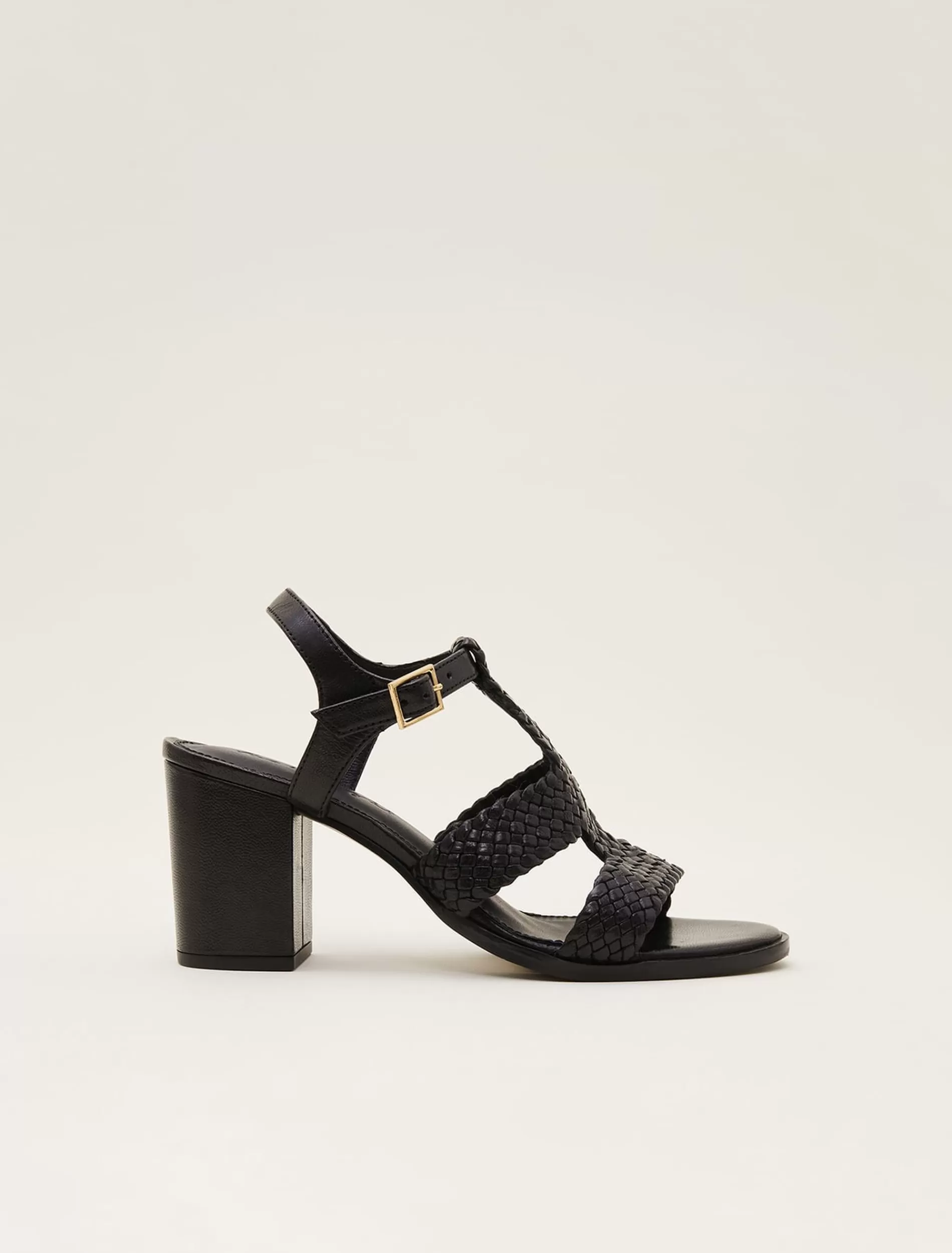 Phase Eight Plaited T Bar Heeled Sandal Shoe Black Online