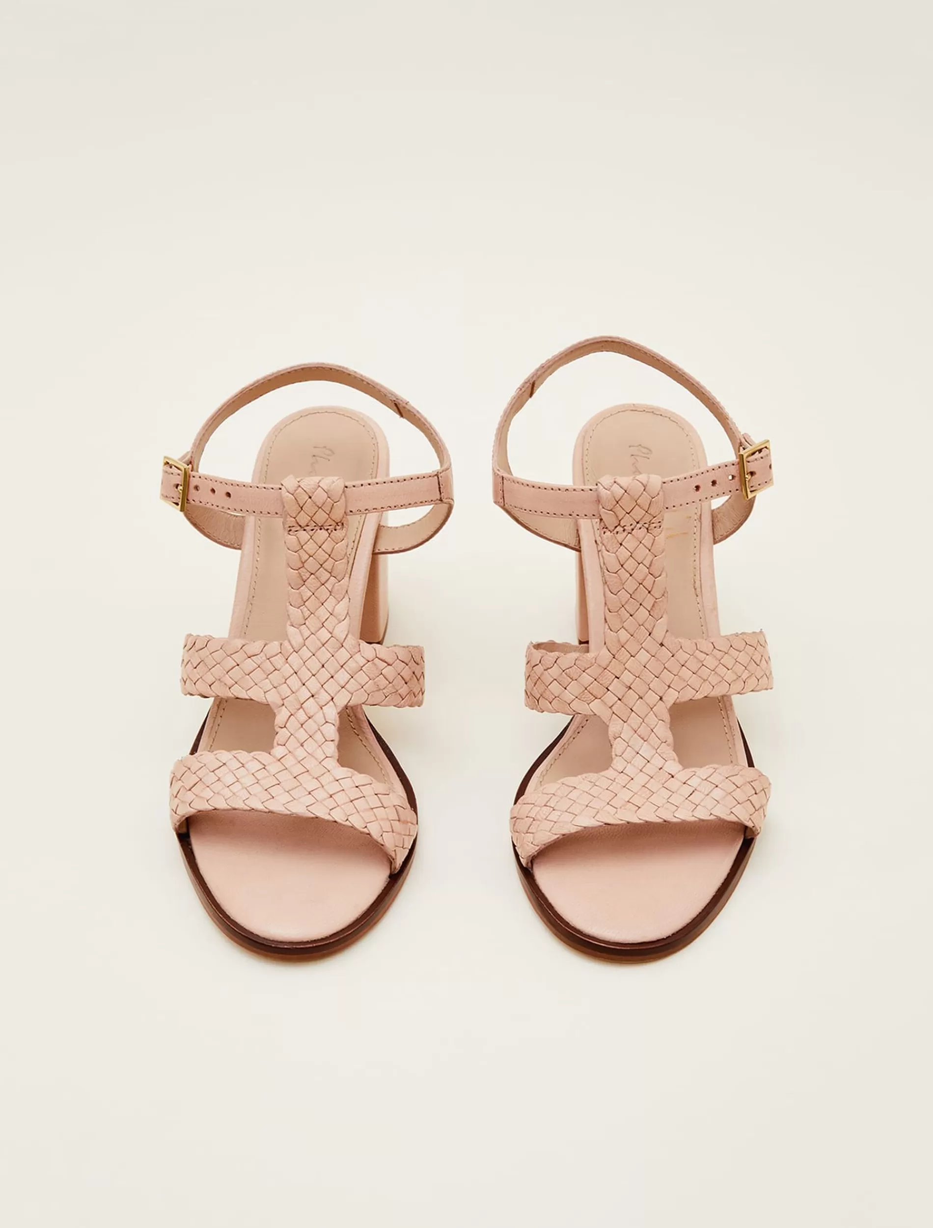 Phase Eight Plaited T Bar Heeled Sandal Shoe Tan Discount