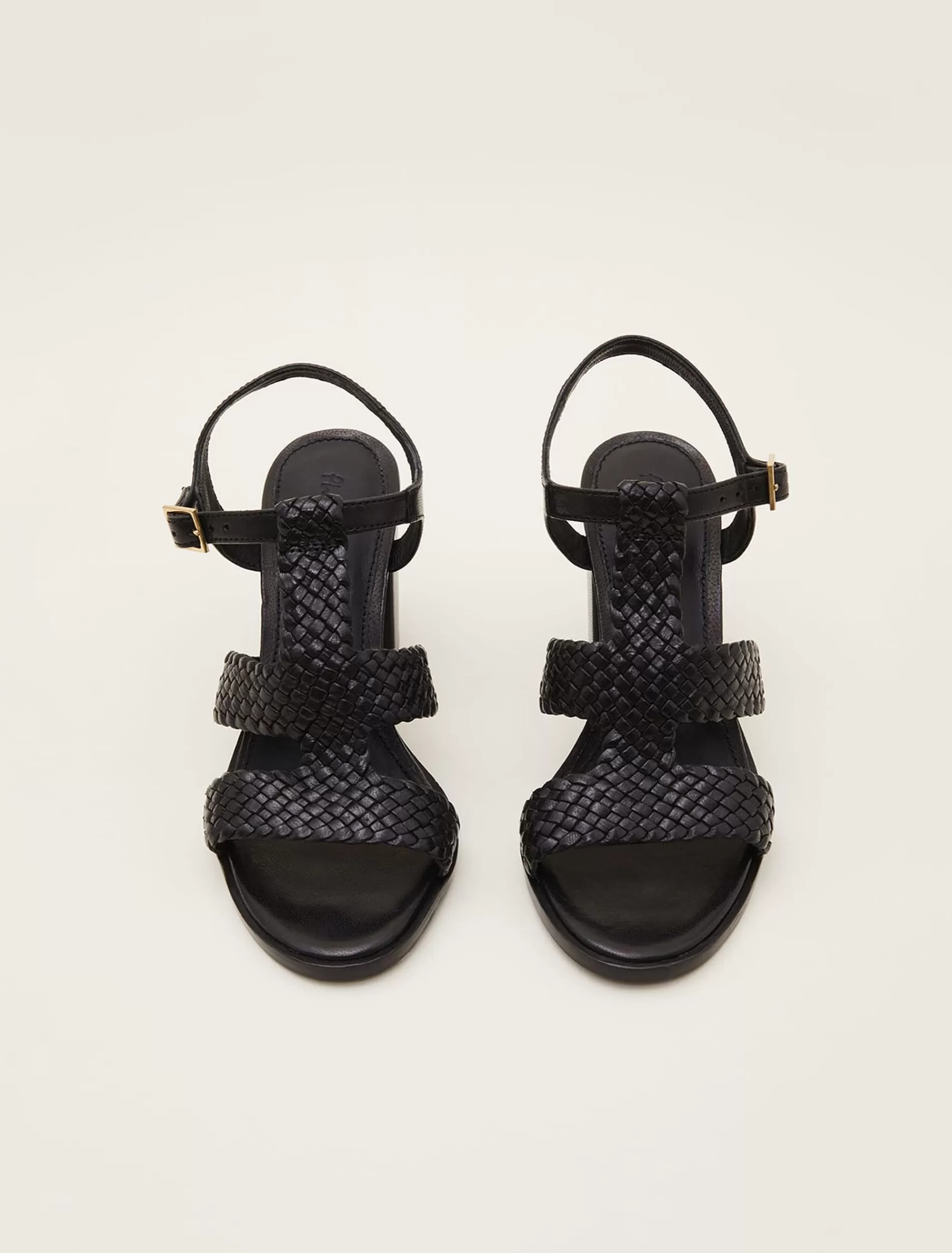 Phase Eight Plaited T Bar Heeled Sandal Shoe Black Online