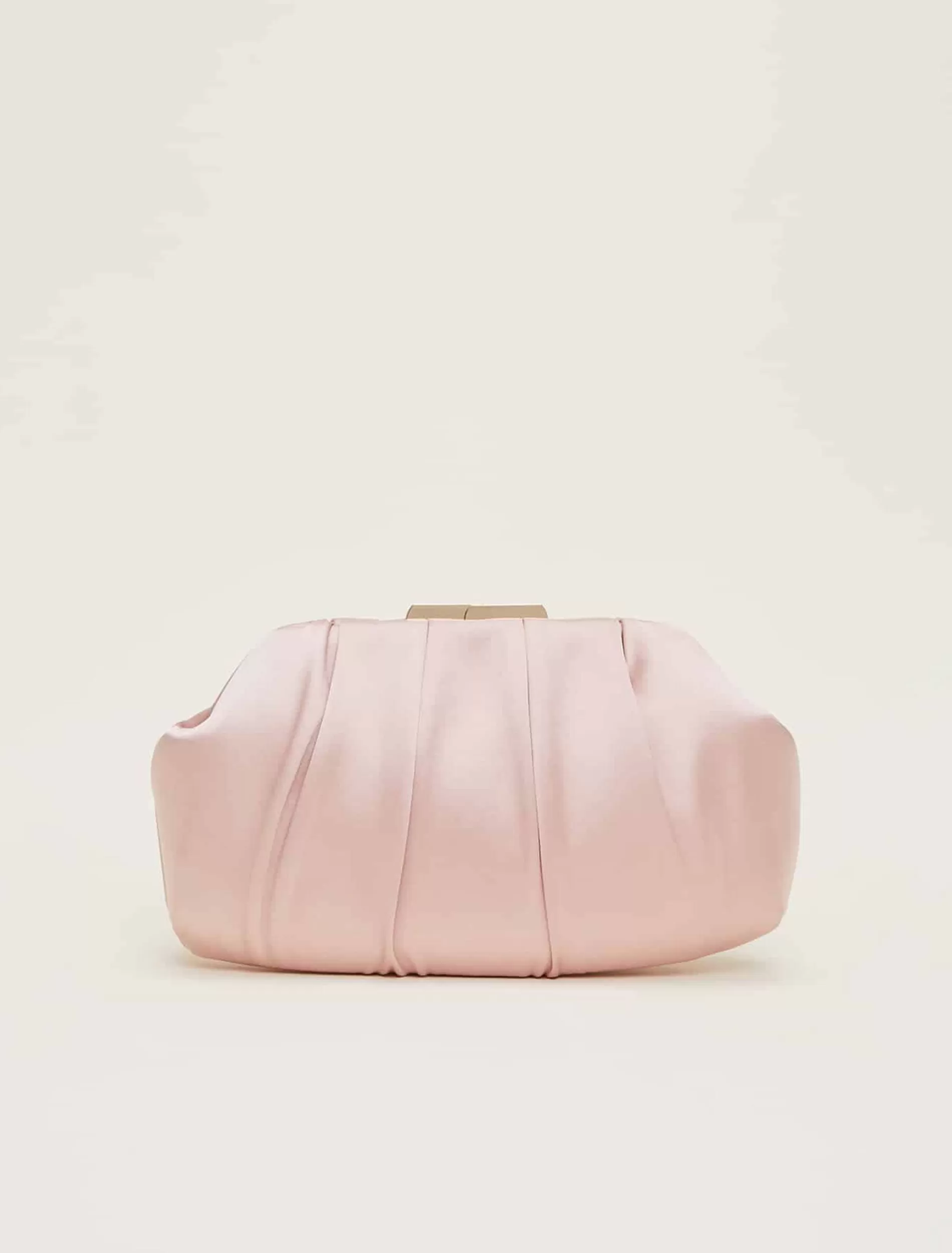 Phase Eight Pleat Frame Satin Clutch Bag Antique Rose New