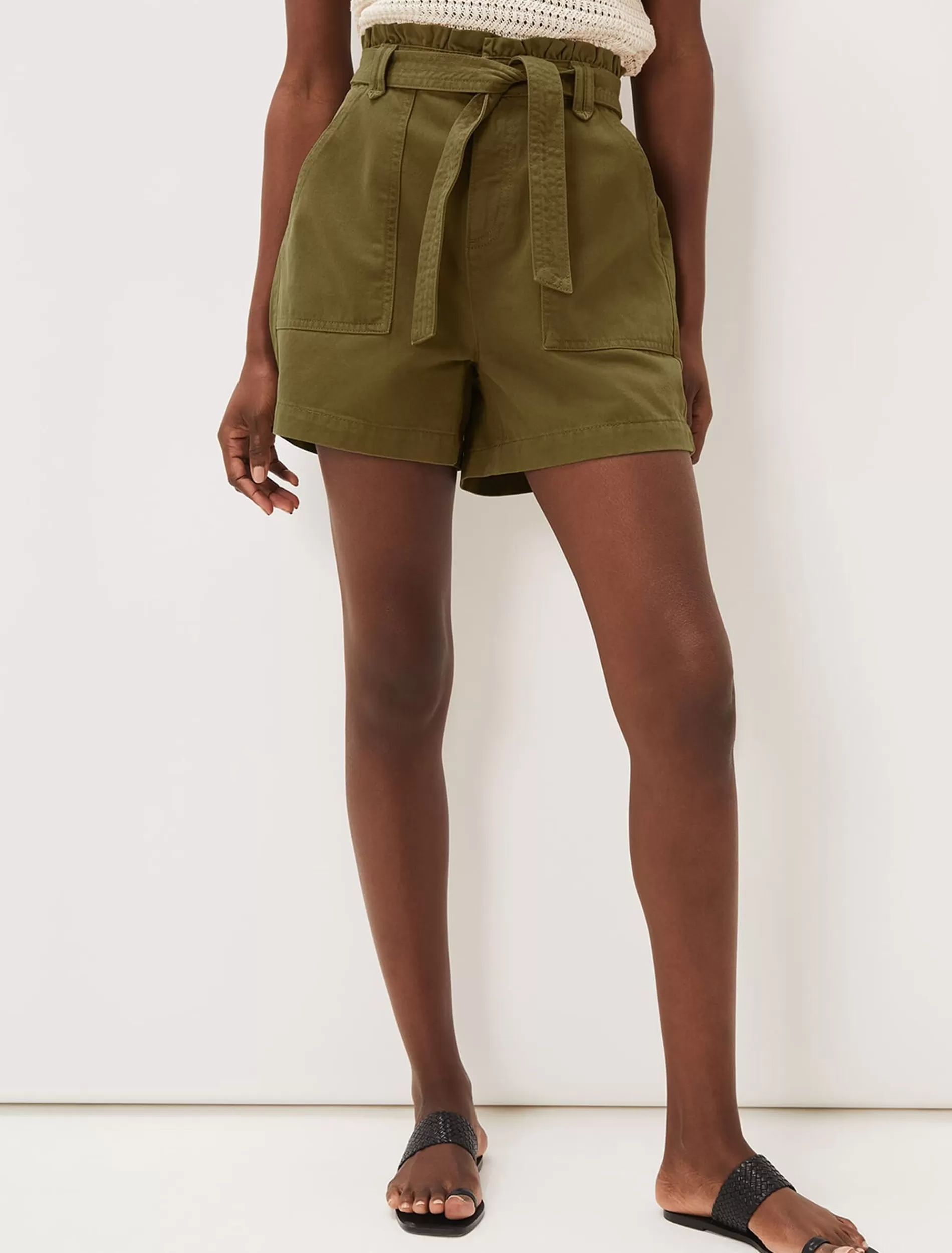 Phase Eight Pollie Denim Cargo Shorts Khaki Store