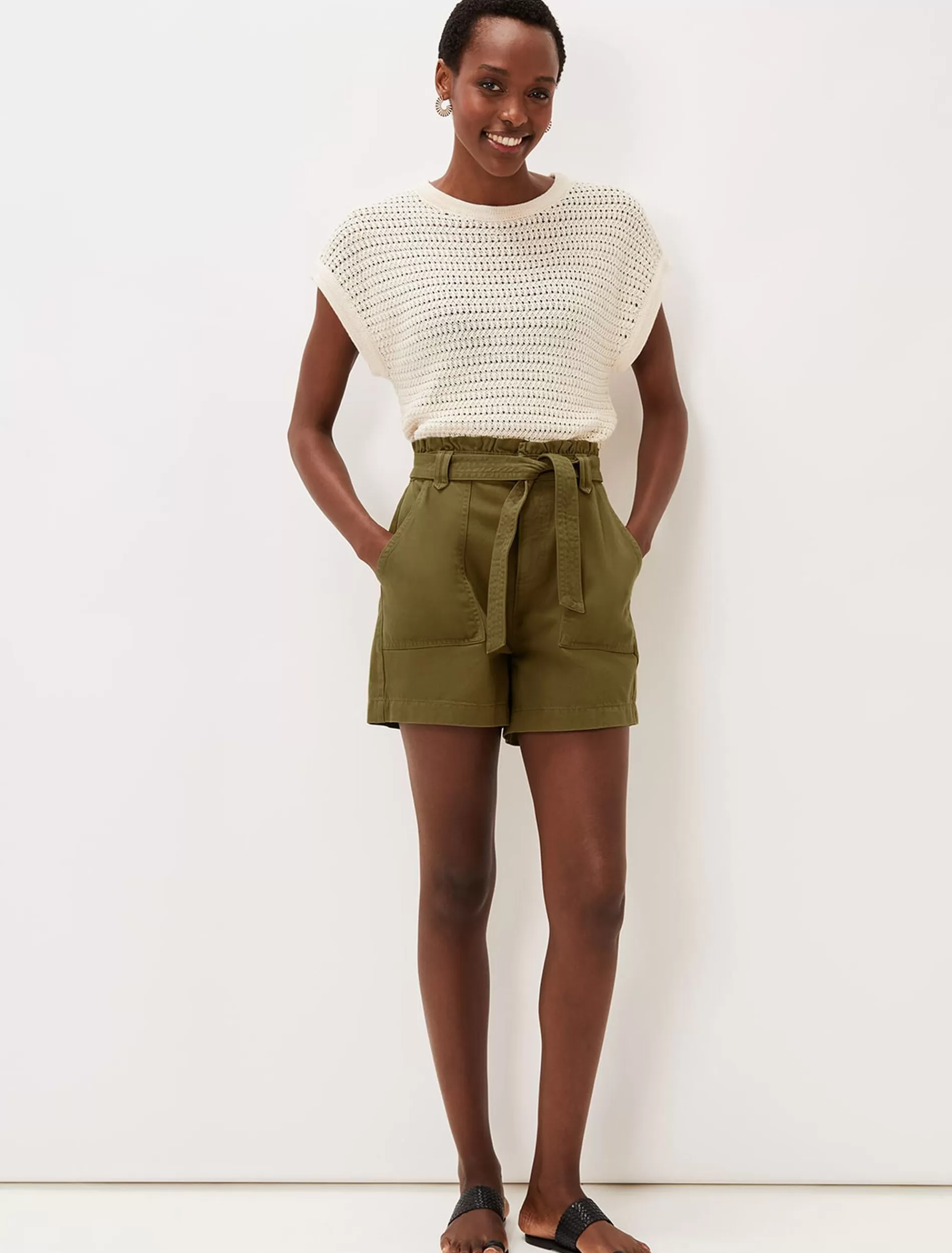 Phase Eight Pollie Denim Cargo Shorts Khaki Store