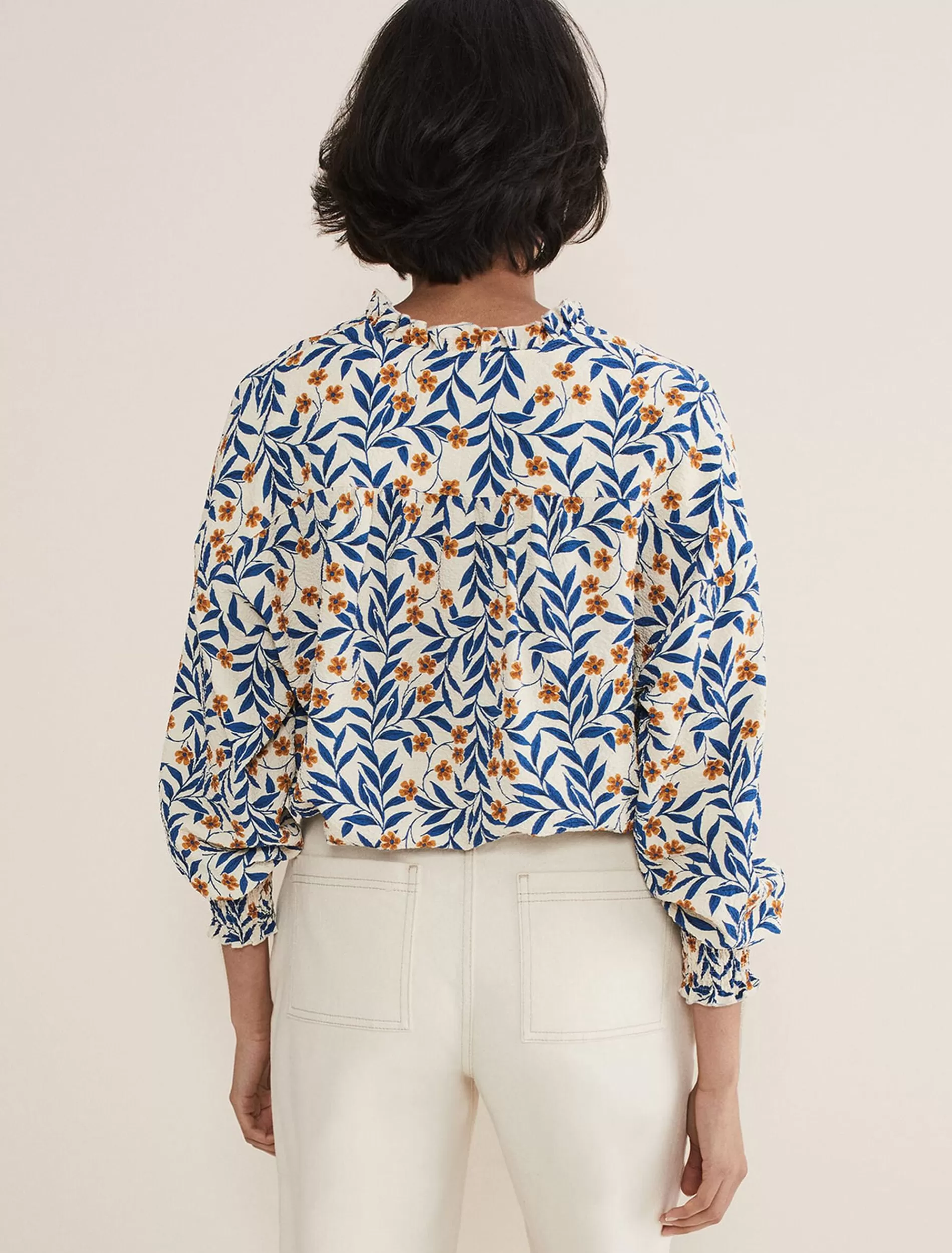 Phase Eight Poppy Textured Blouse Cream/Multi Best Sale
