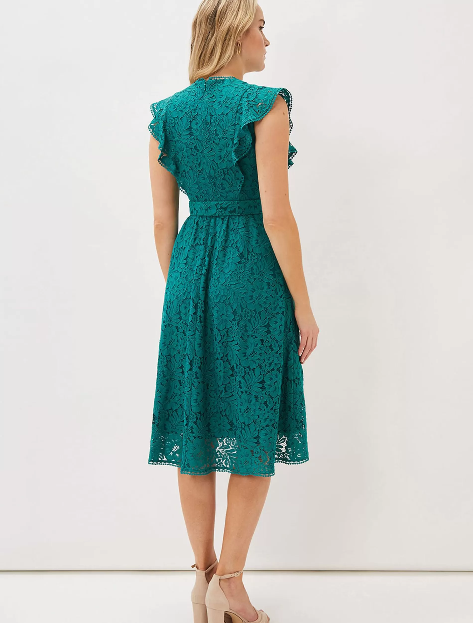 Phase Eight Priya Lace Frill Dress Jade Store