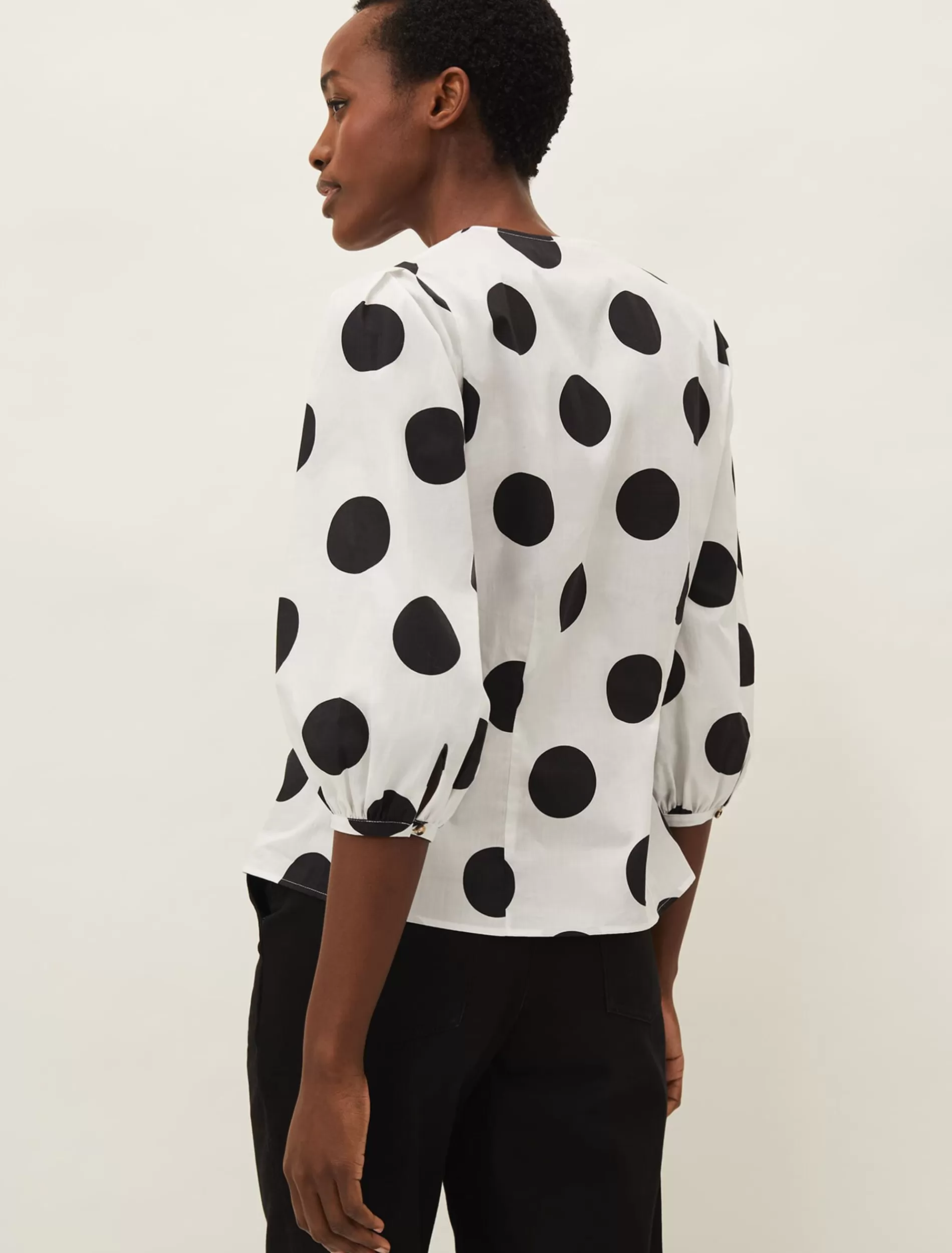 Phase Eight Priyanka Spot Blouse White/Black Best