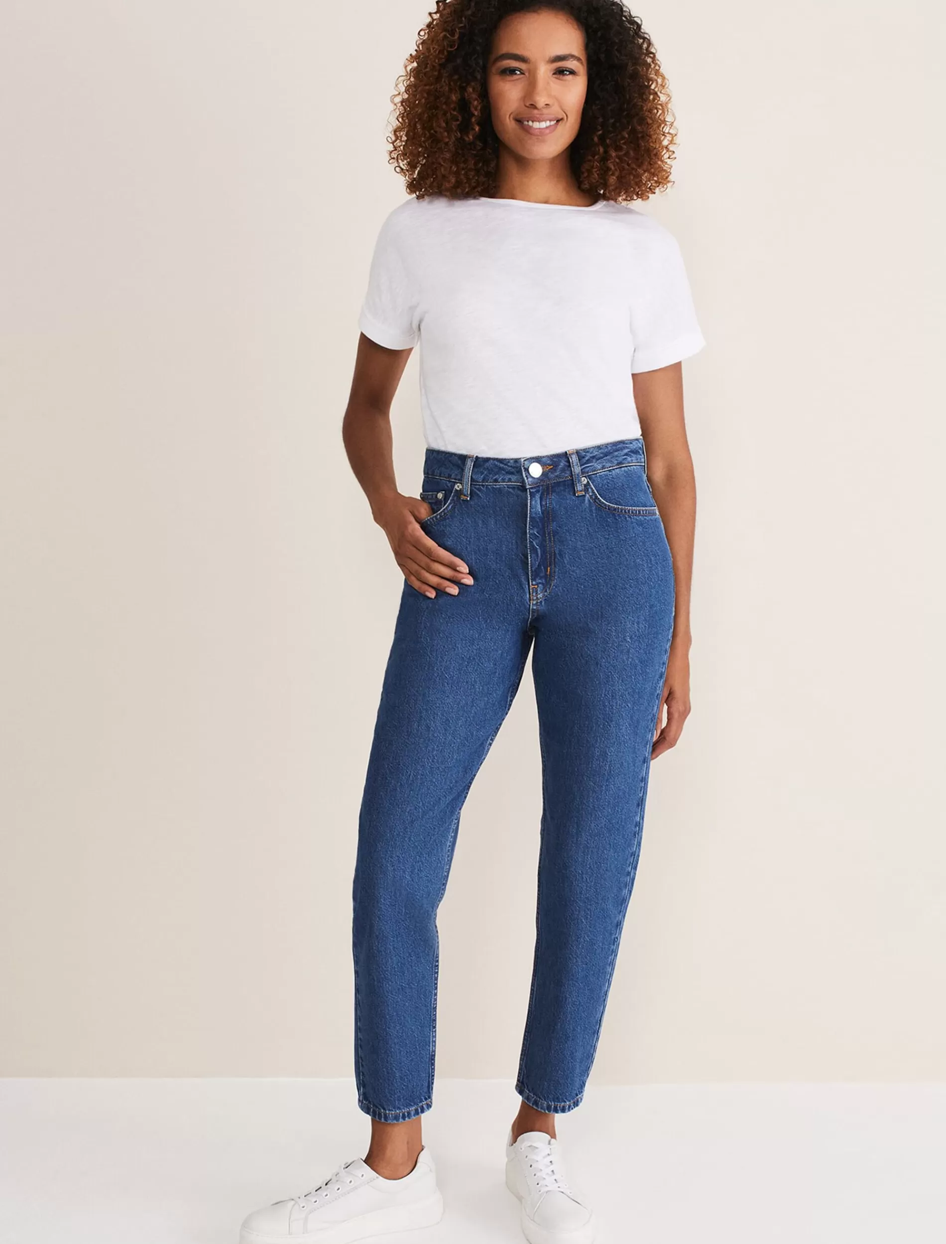 Phase Eight Prue Mom Jeans Mid Wash Blue Clearance