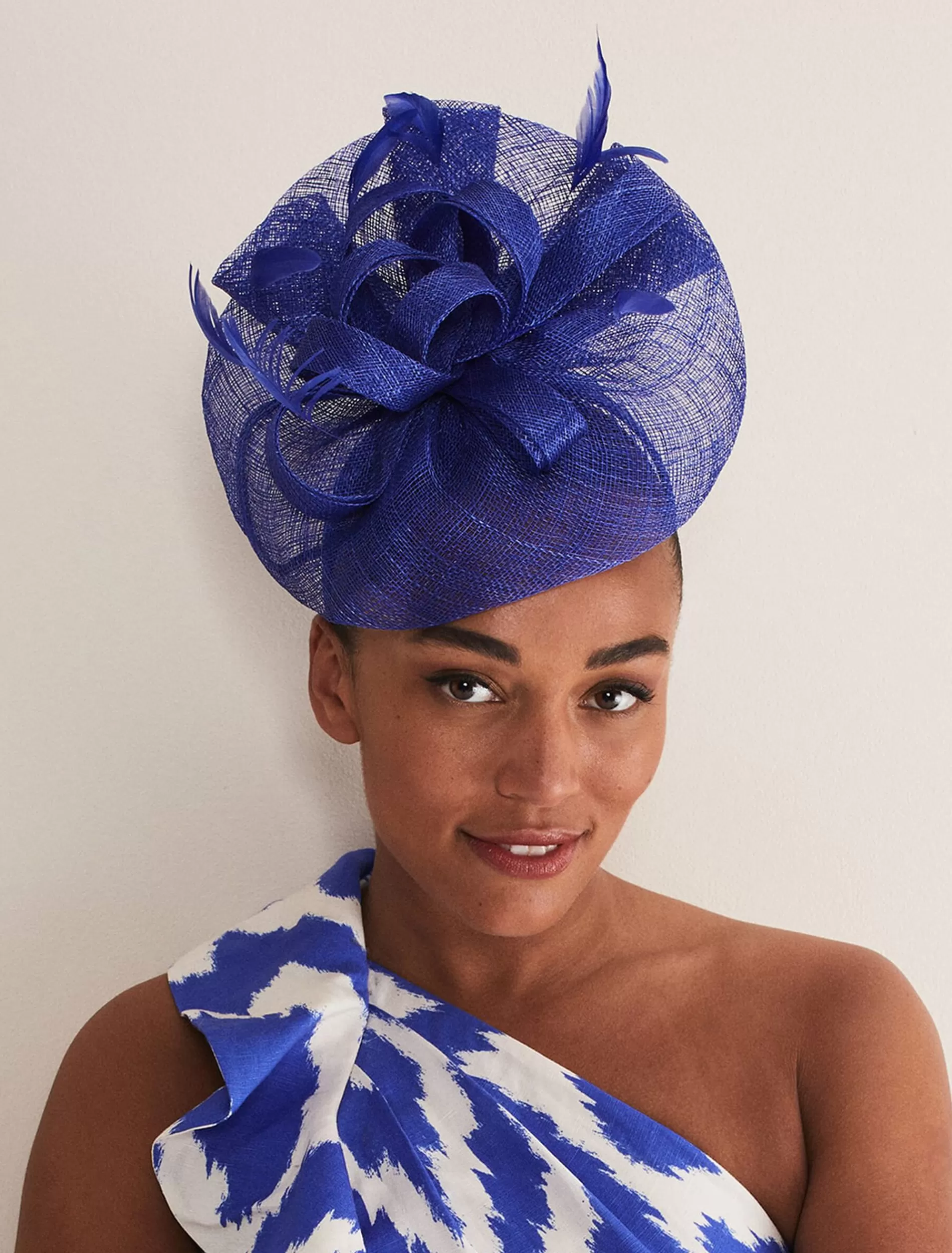 Phase Eight Purple Bow And Feather Fascinator Azure Blue Flash Sale