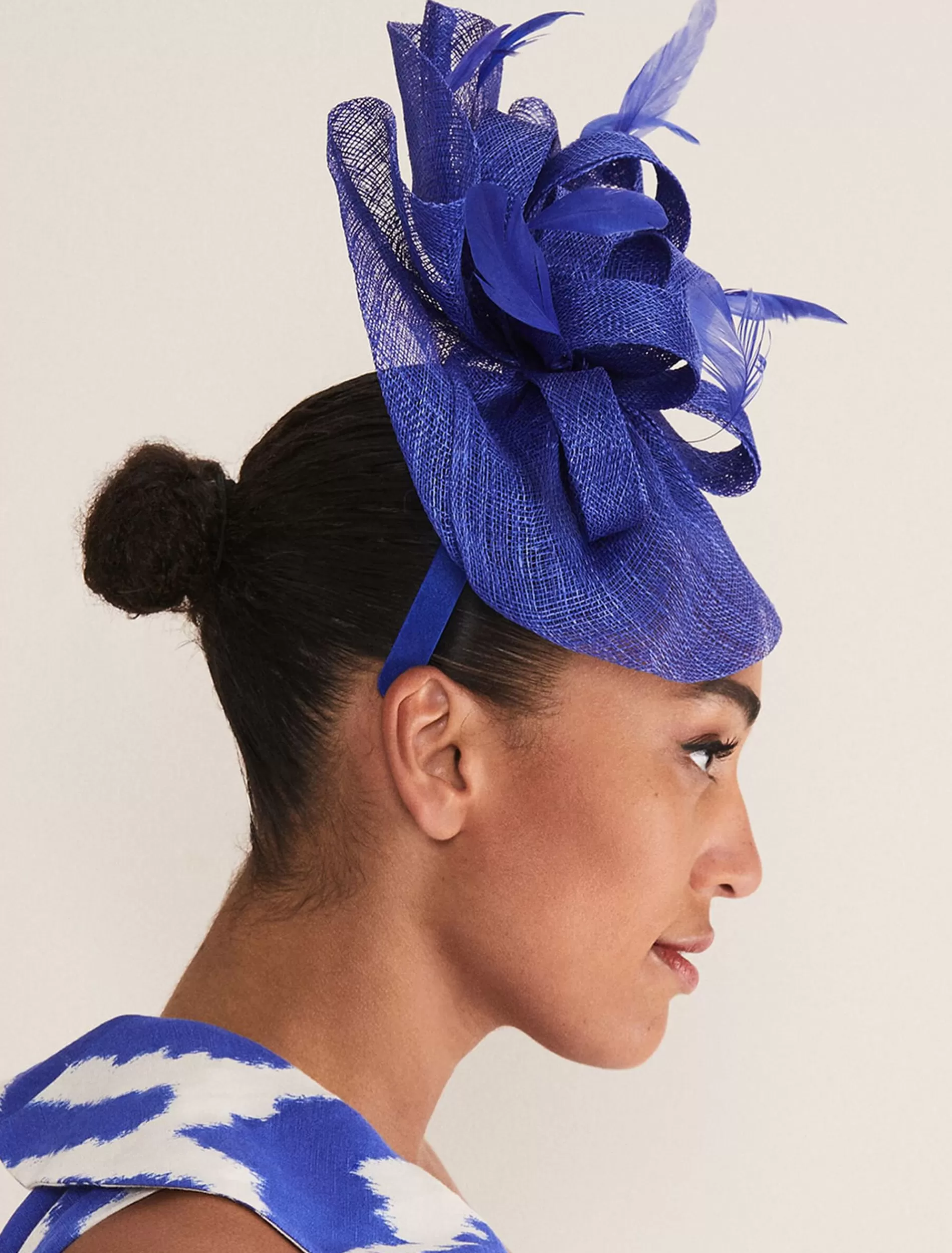 Phase Eight Purple Bow And Feather Fascinator Azure Blue Flash Sale
