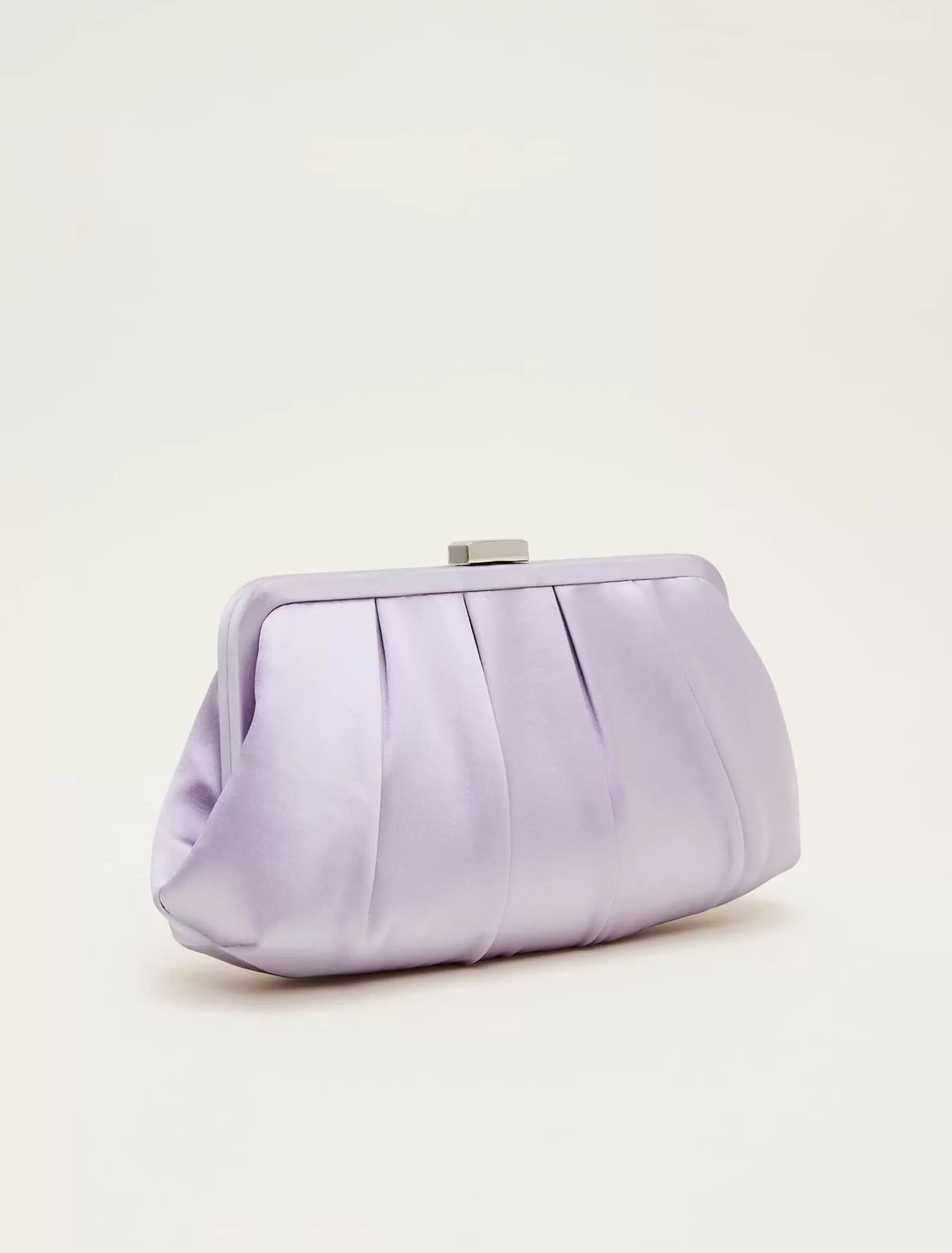 Phase Eight Purple Satin Pleated Clutch Bag Lilac Online