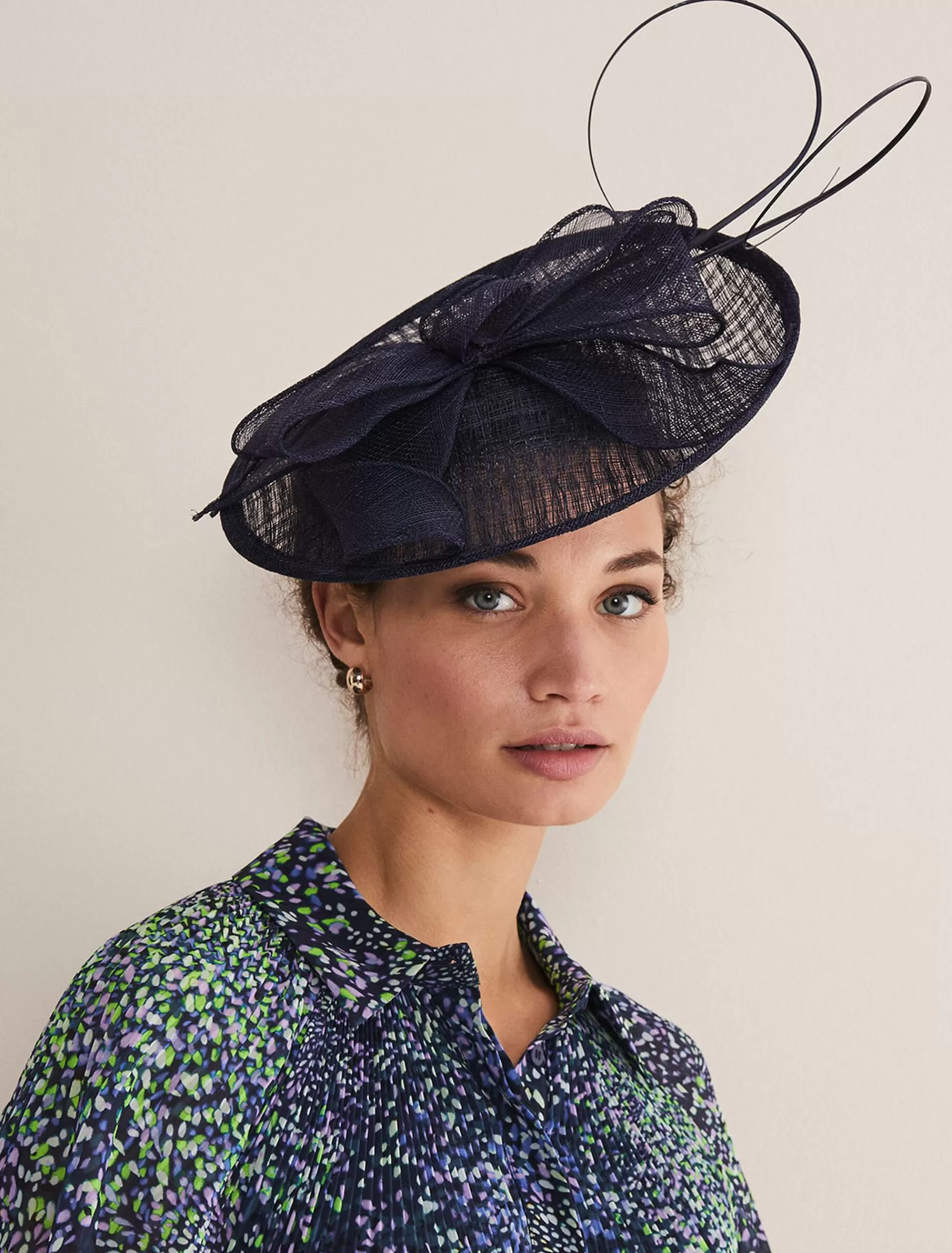 Phase Eight Quill And Bow Disc Fascinator French Navy Store