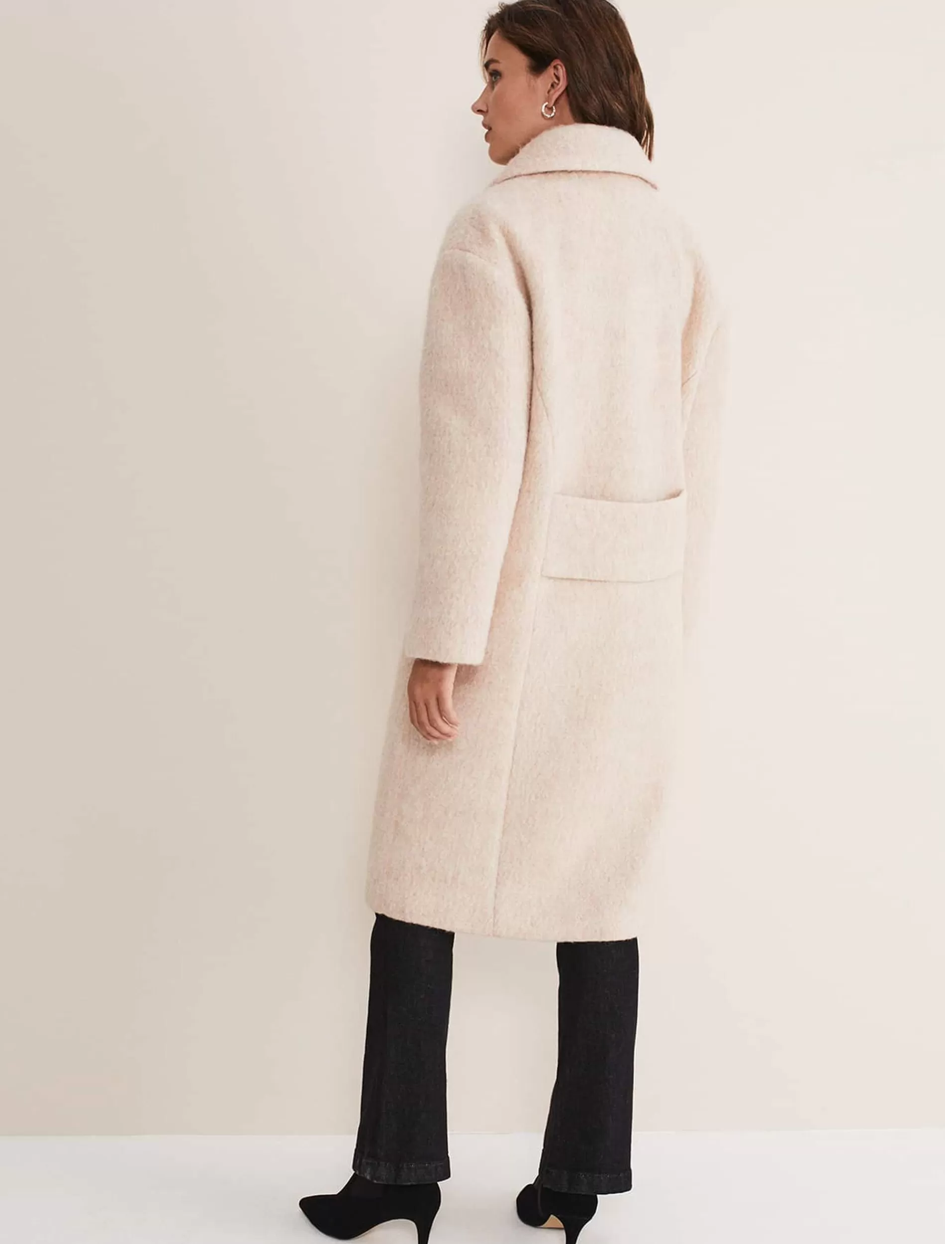 Phase Eight Quinn Textured Cocoon Coat Warm White Outlet