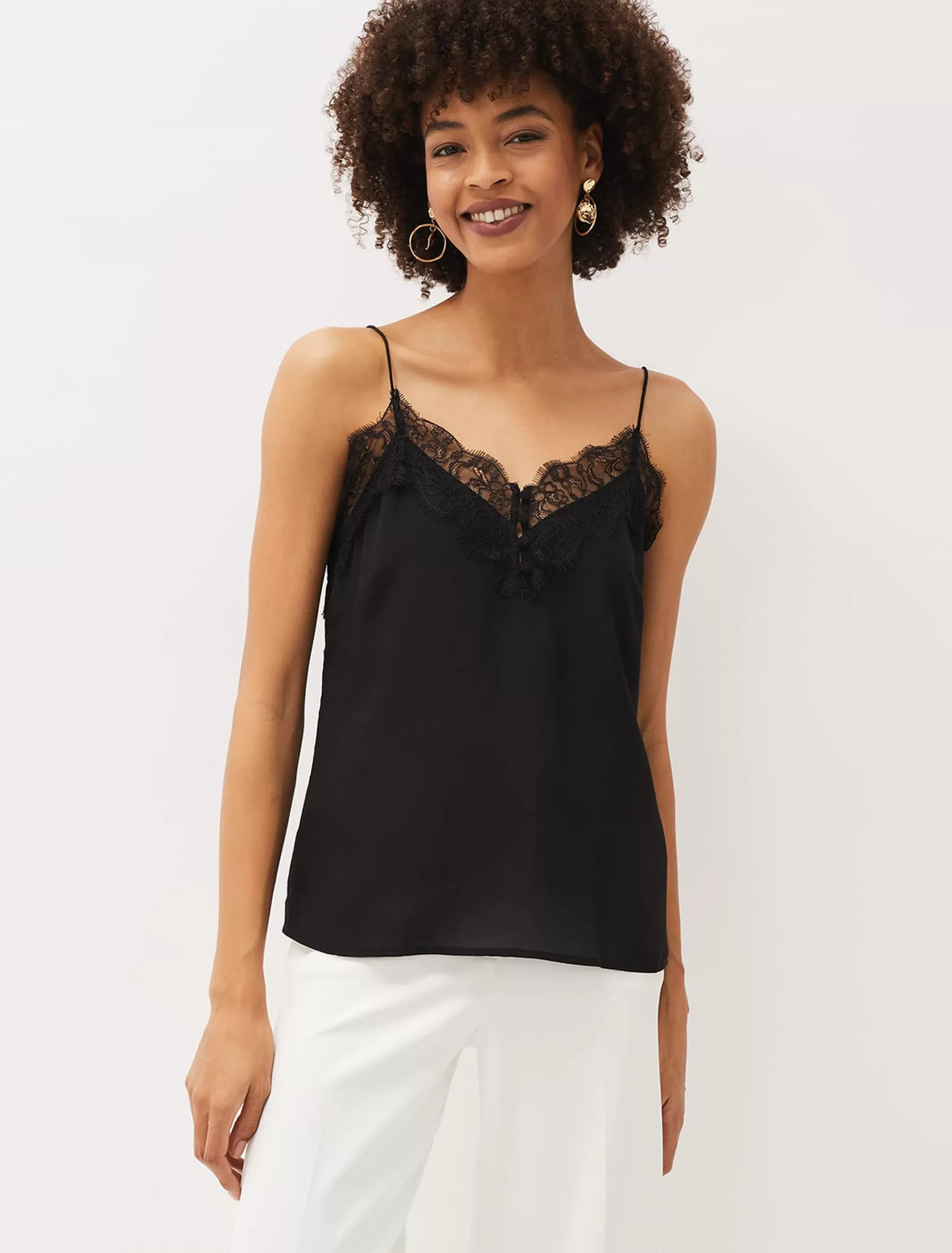 Phase Eight Rachael Lace Trim Silk Camisole Black Hot