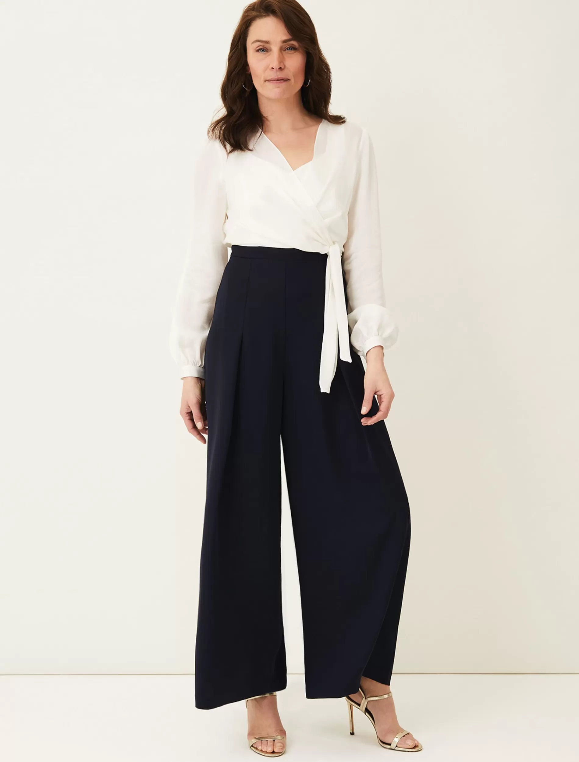 Phase Eight Rachael Wide Leg Jumpsuit Ivory/Navy Flash Sale