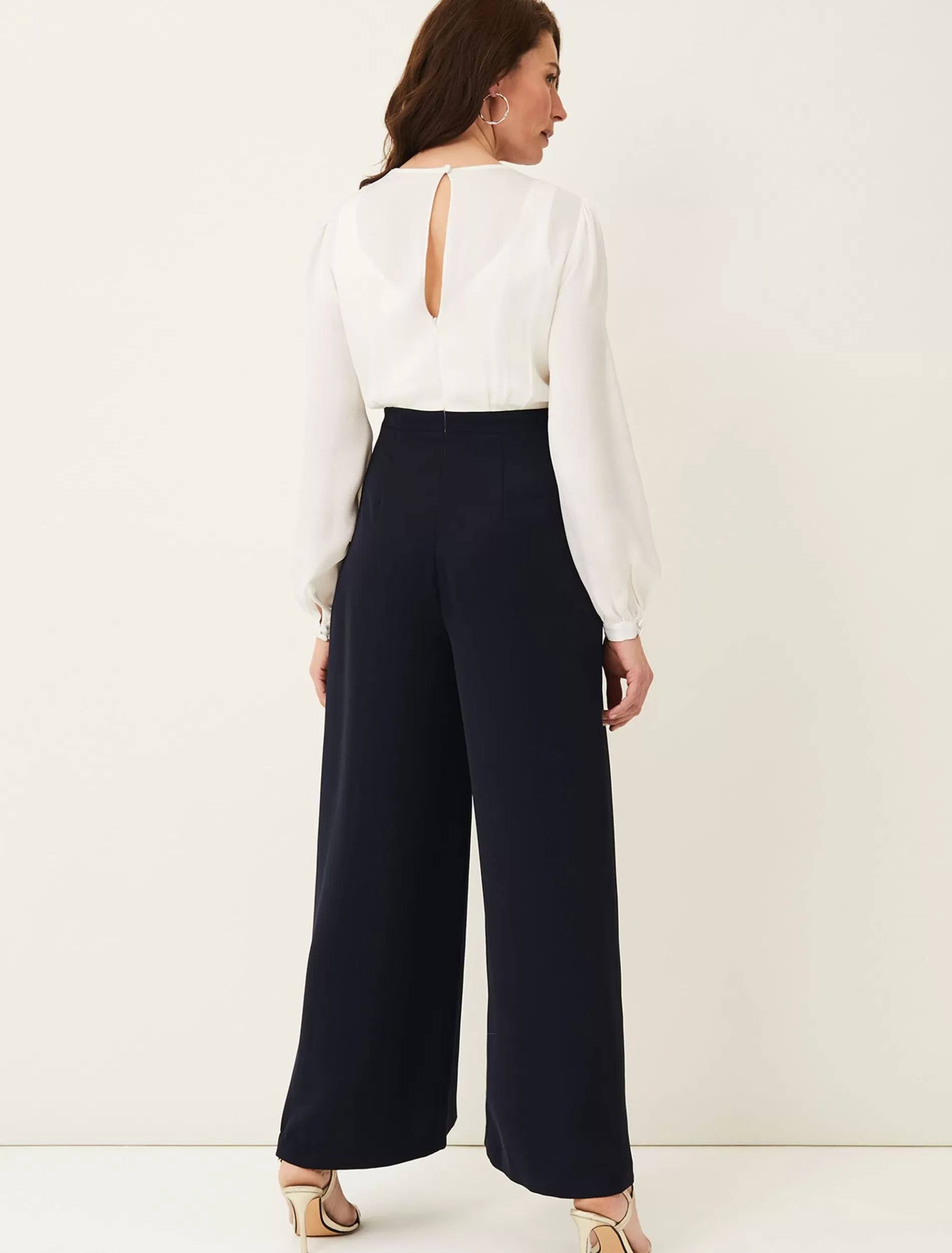 Phase Eight Rachael Wide Leg Jumpsuit Ivory/Navy Flash Sale