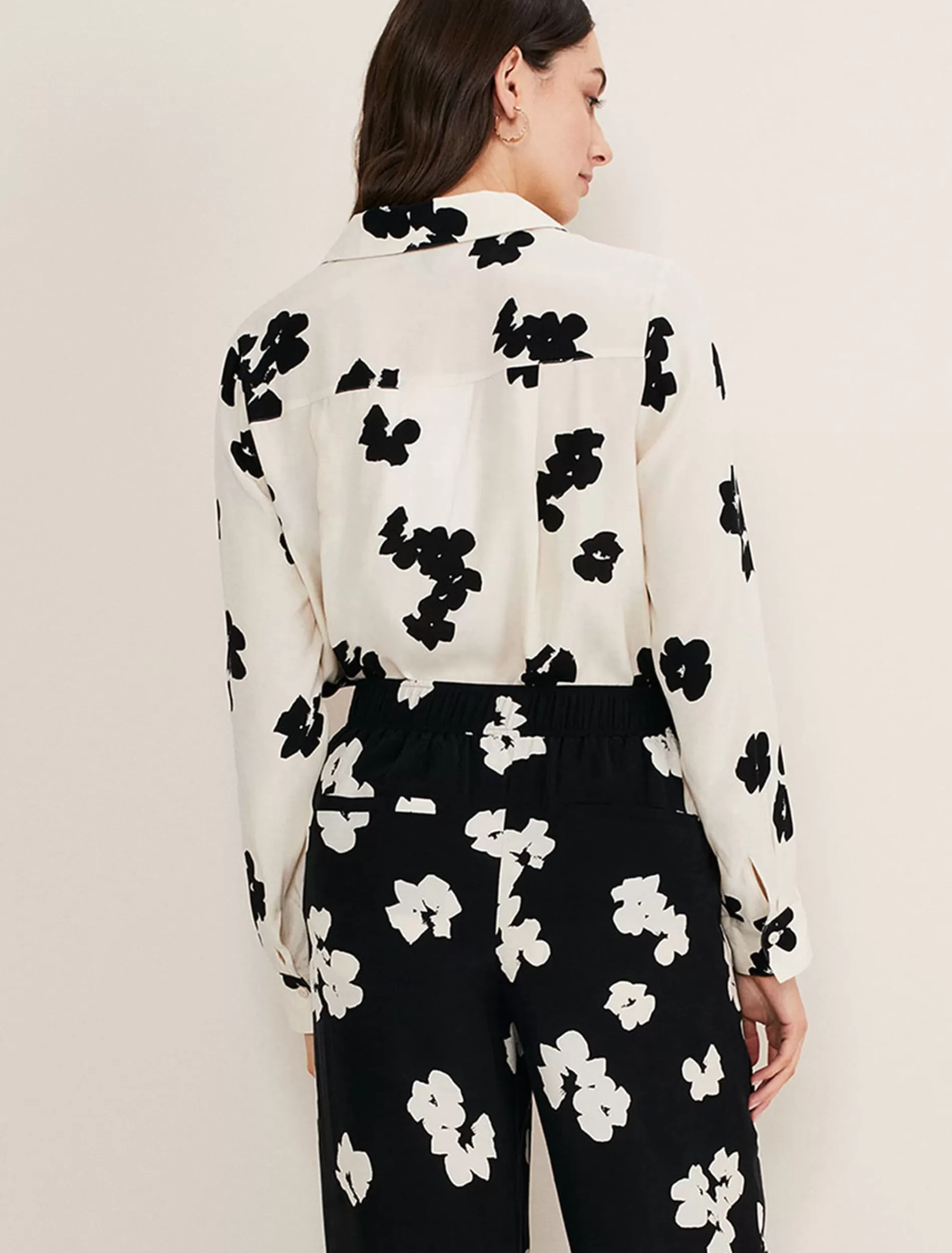 Phase Eight Rae Floral Longline Shirt Black/Ivory Cheap