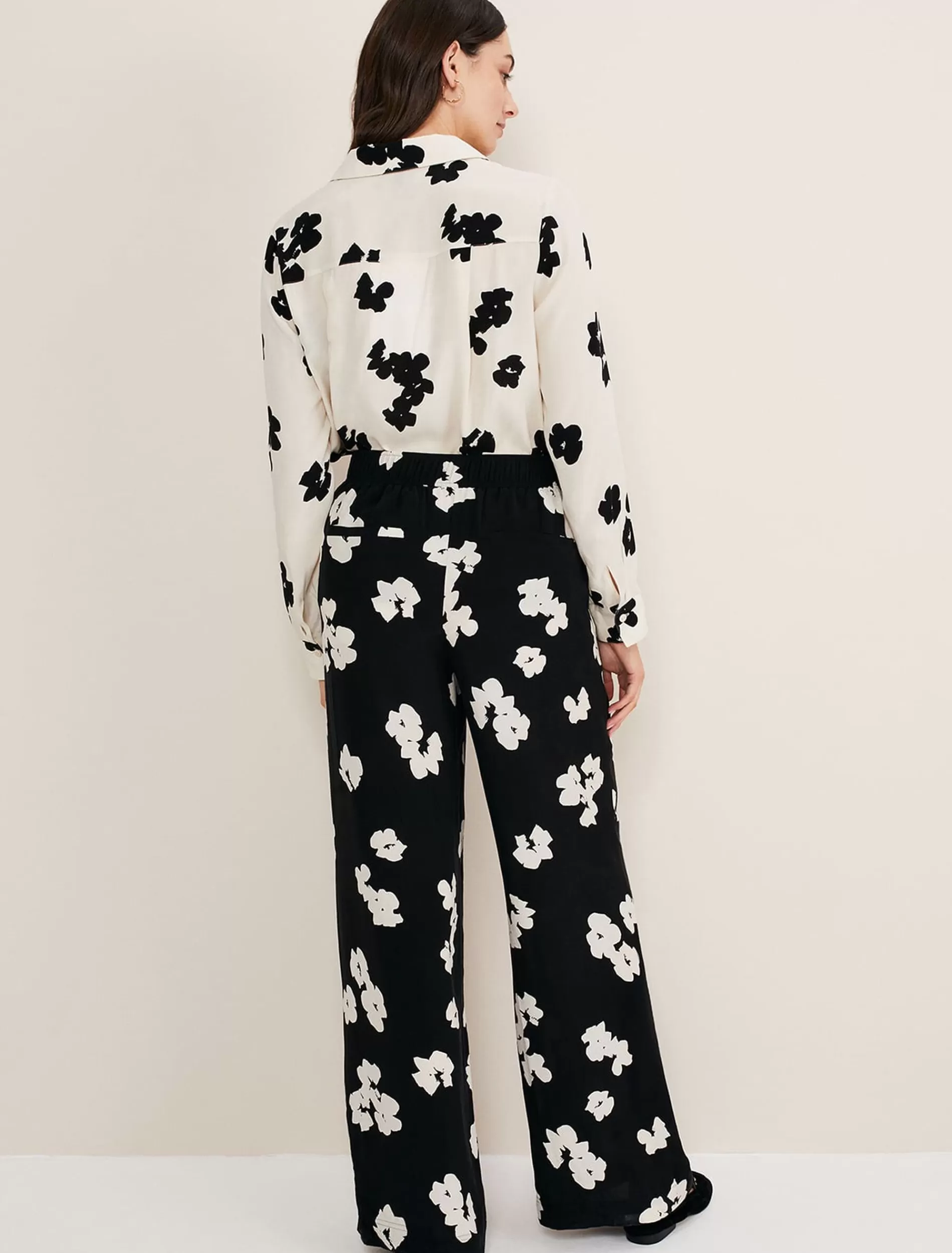 Phase Eight Rae Floral Wide Leg Trouser Black Sale