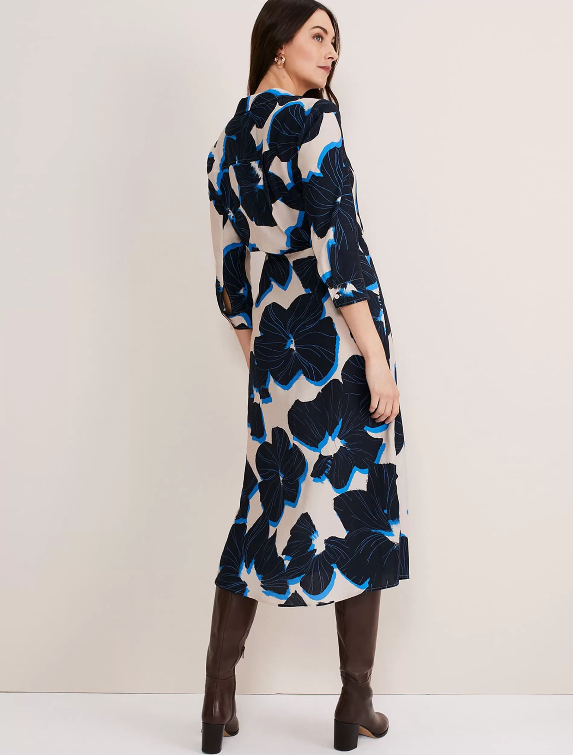 Phase Eight Rae Floral Wrap Dress Blue/Camel/Pink Flash Sale