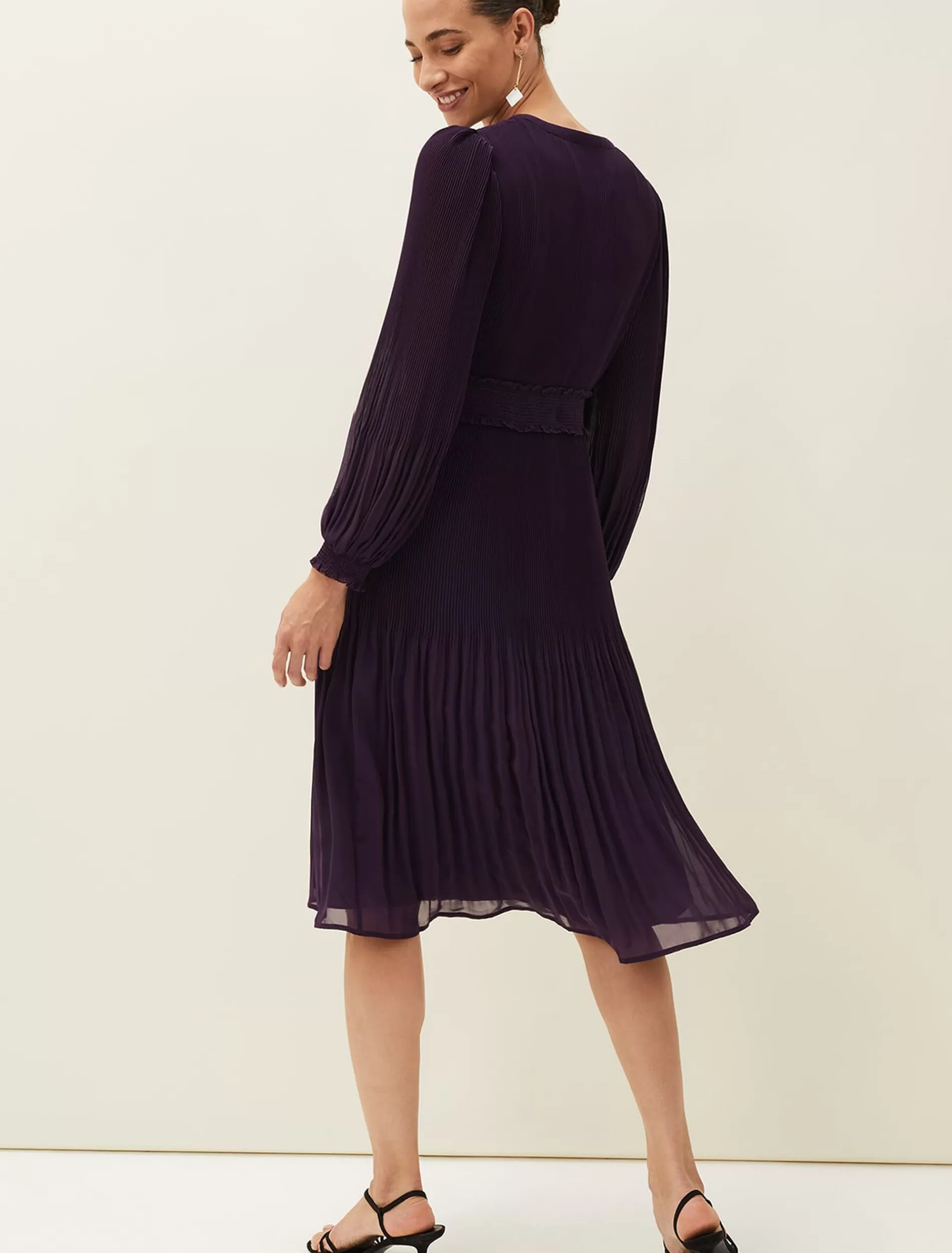 Phase Eight Raelyn Pleated Dress Aubergine Sale