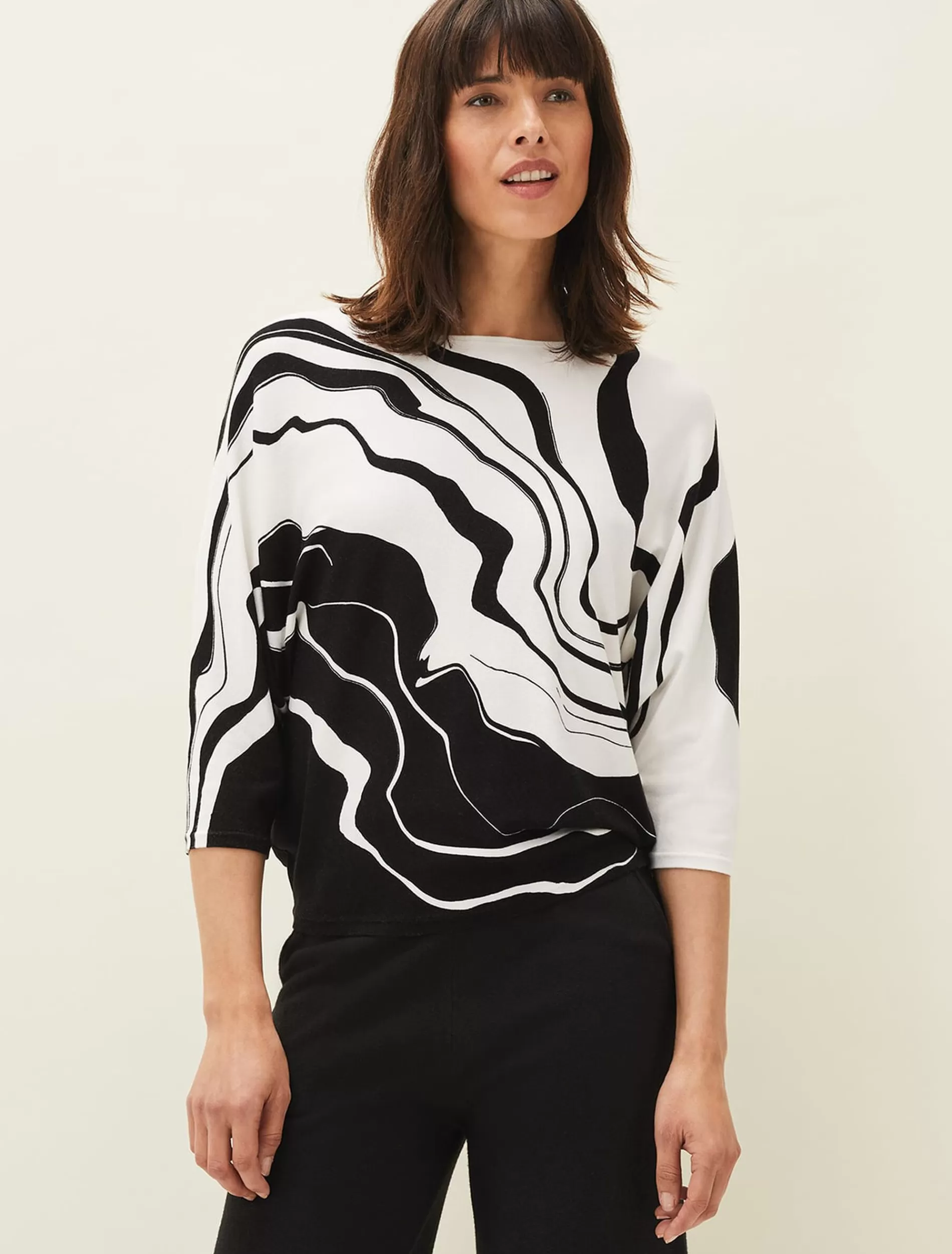Phase Eight Rally Swirl Print Knit Jumper Black/White Shop