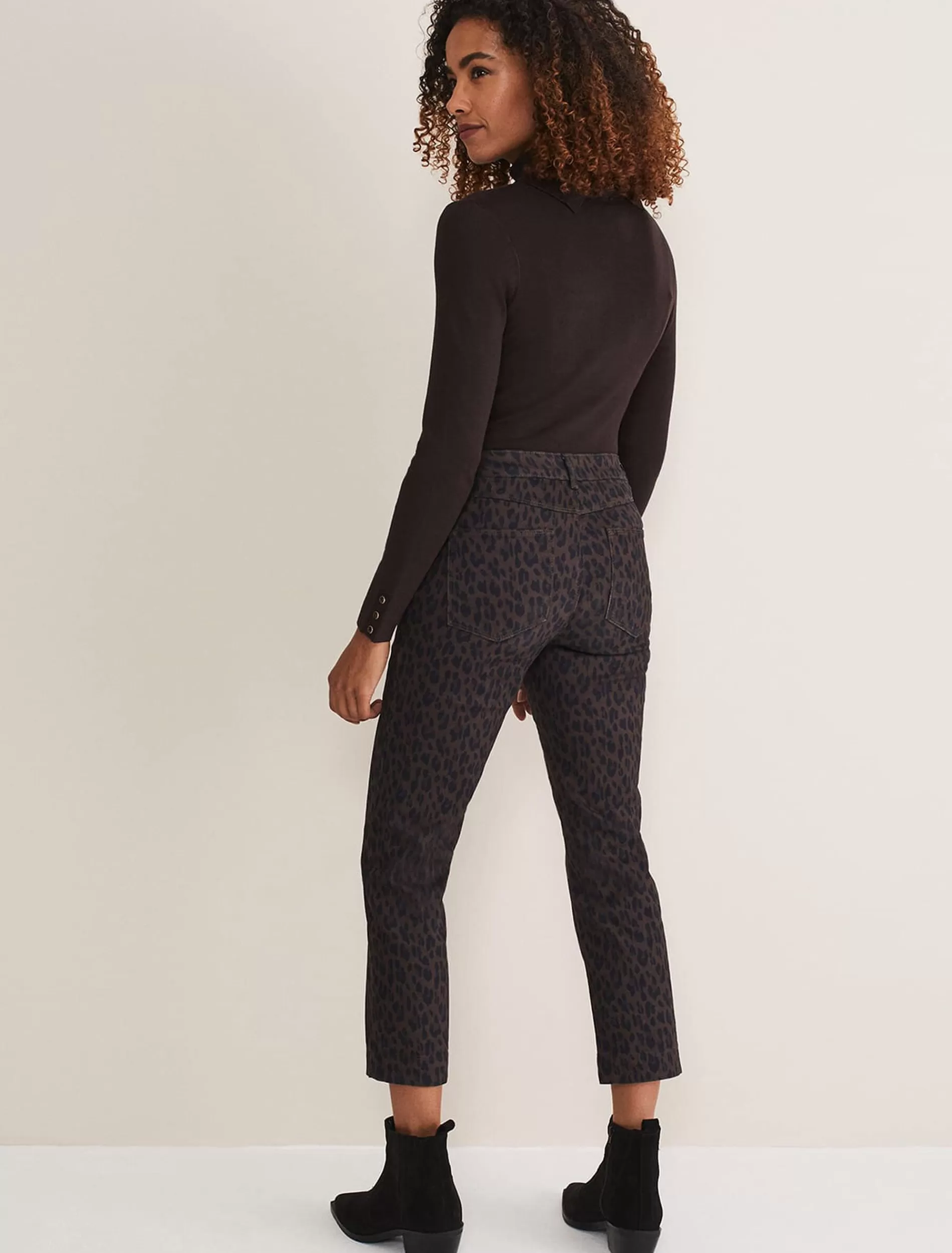 Phase Eight Ramona Leopard Print Straight Leg Jean Brown Hot
