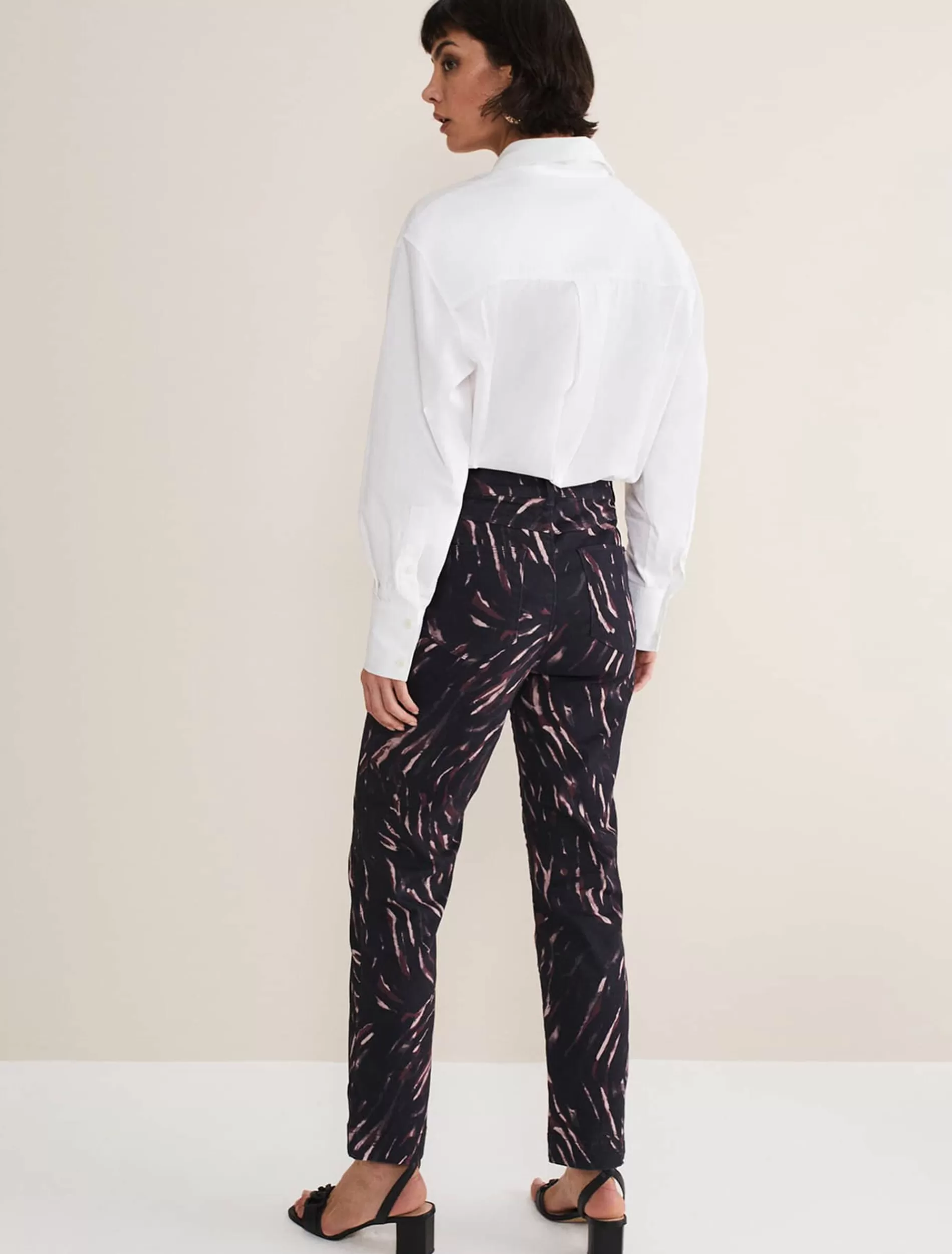 Phase Eight Ramona Zebra Print Straight Leg Jeans Black/Multi Best