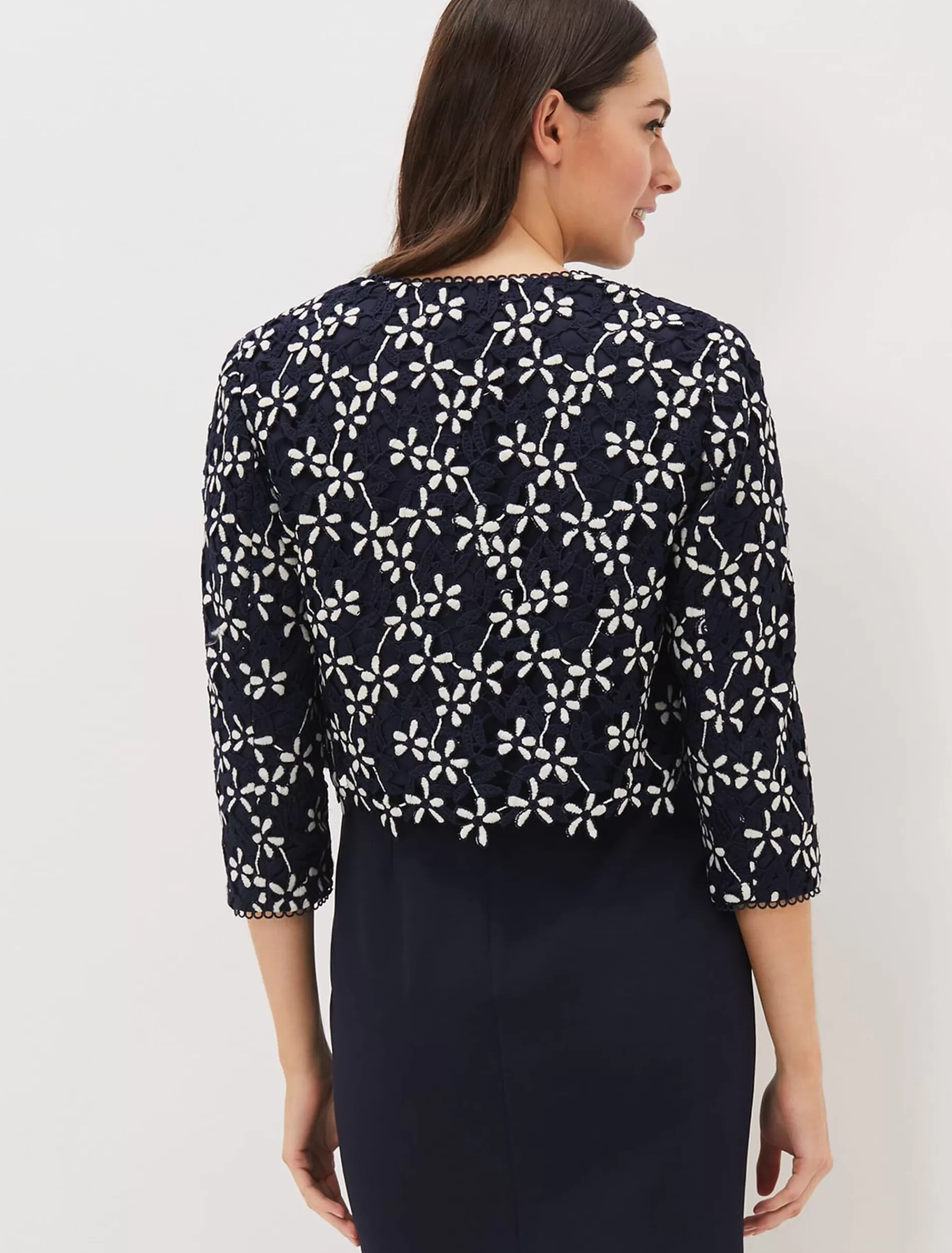 Phase Eight Ranie Lace Jacket Navy/Ivory Fashion